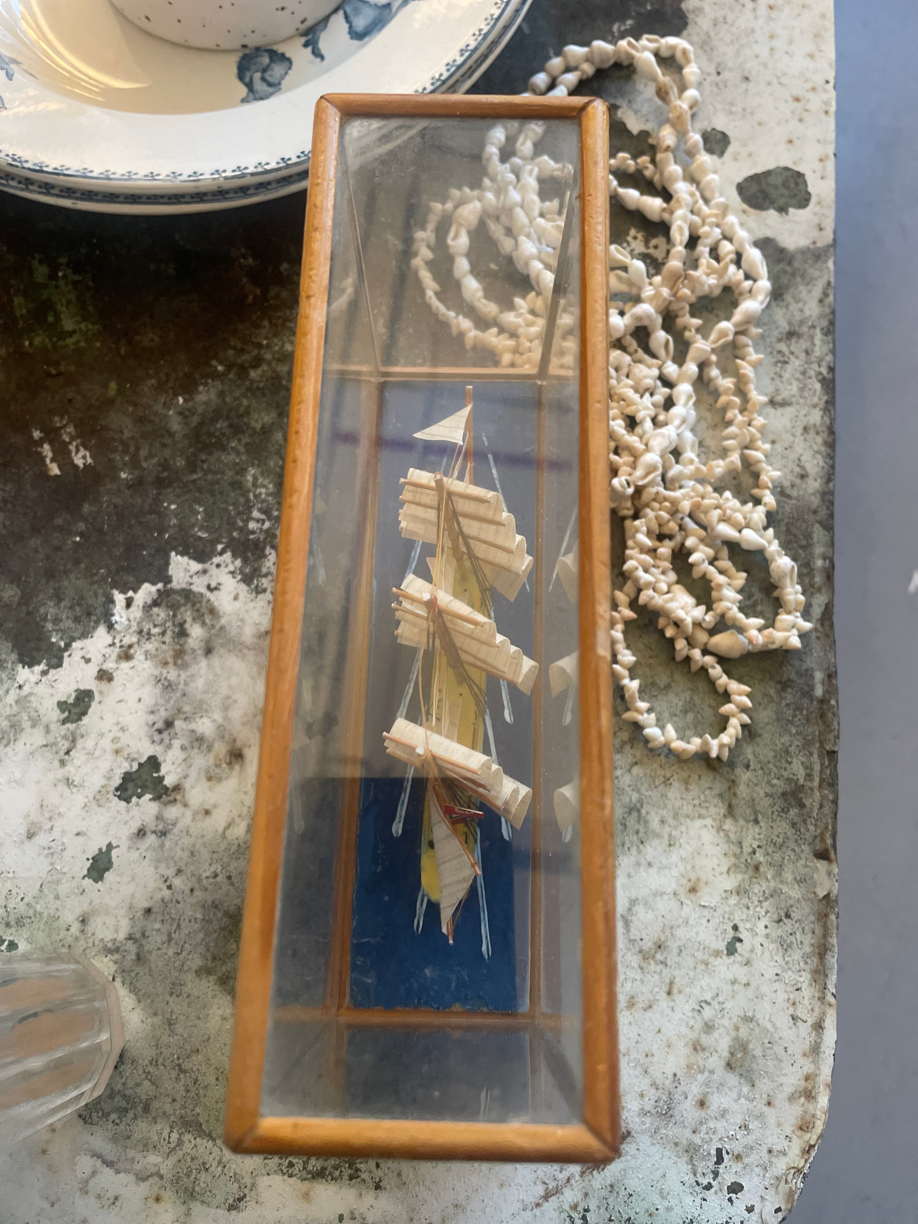 Little Miniature Ship in Glass Box