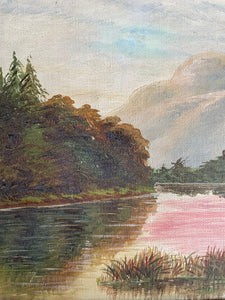 Pink Lake: Oil on Canvas Signed 1909