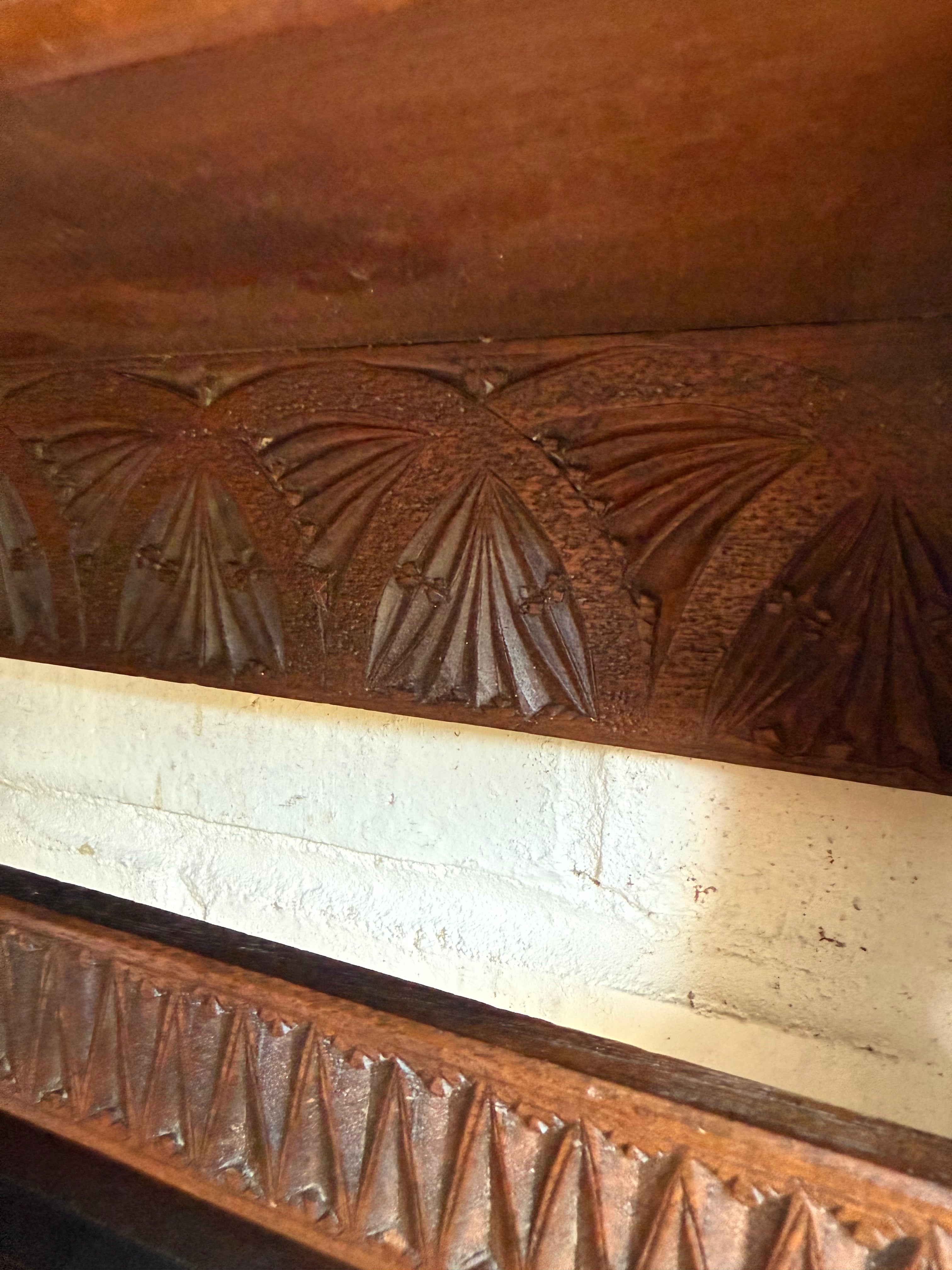 Arts & Crafts Carved Wall Hanging Shelf Circa 1910