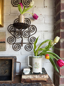 Vintage Ironwork Wall Sconce for Candles or Plants
