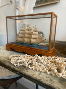 Little Miniature Ship in Glass Box