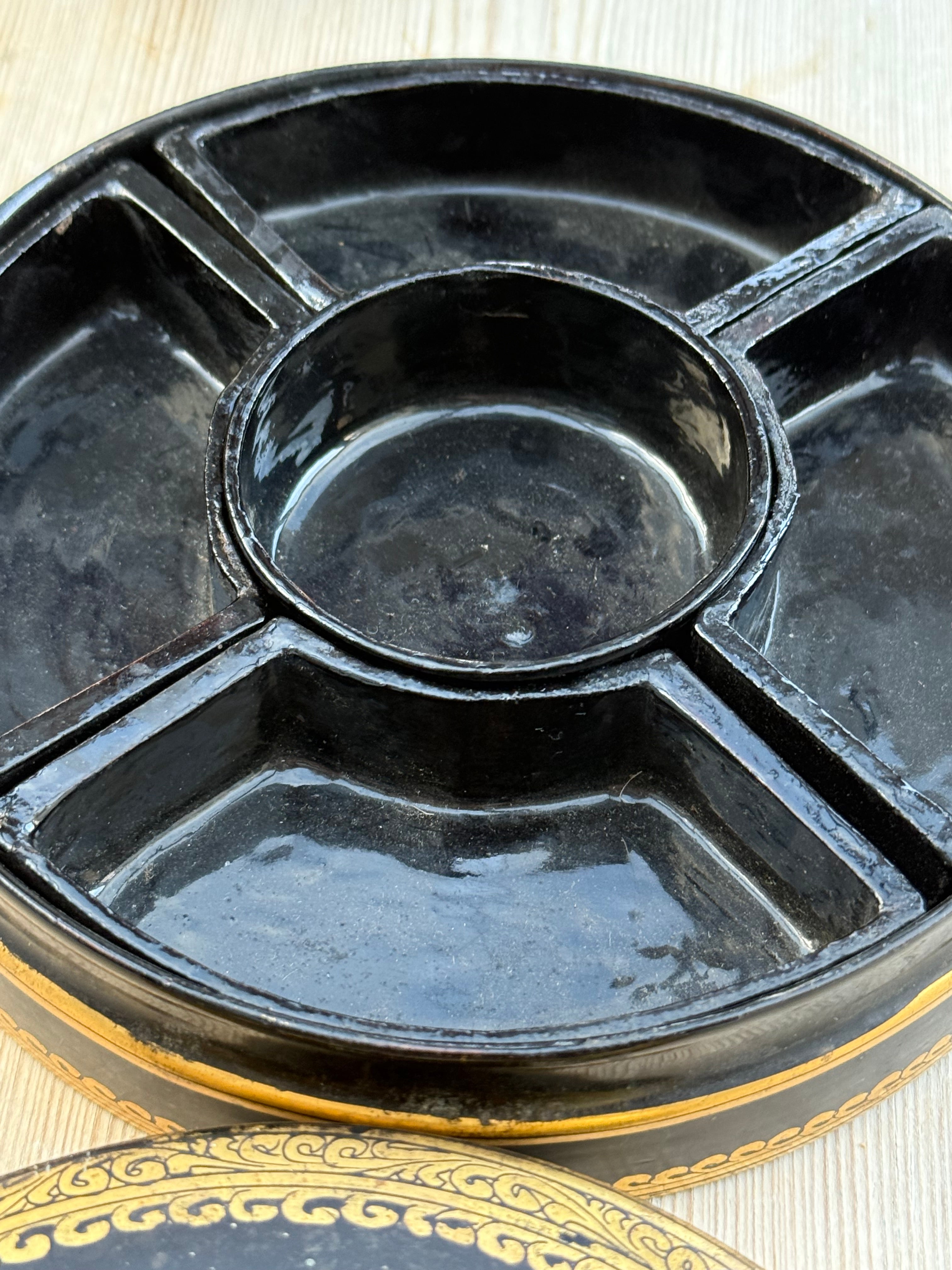 Circa 1880s: Hand Painted Papier Mache Travelling Spice Box