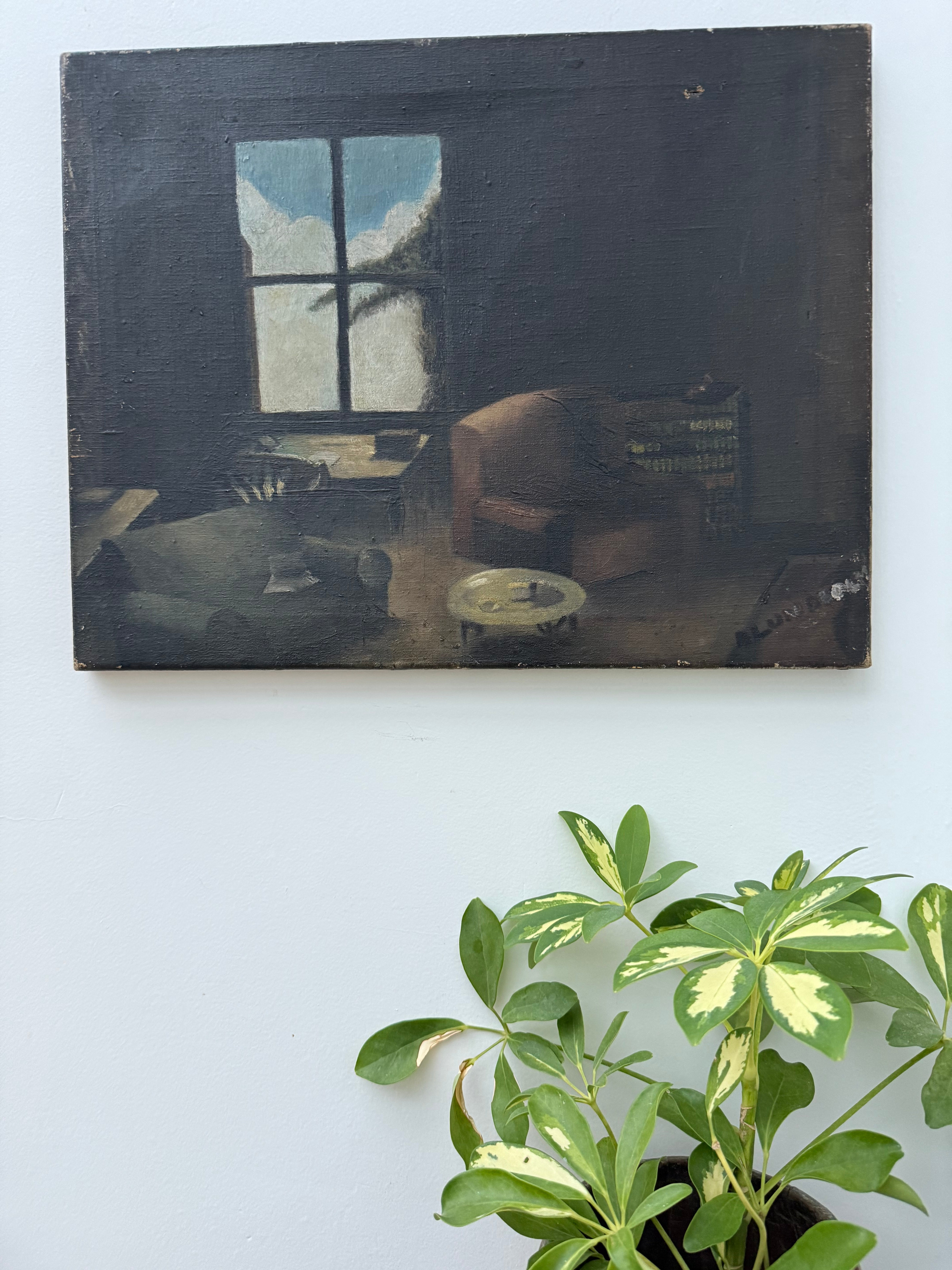 Circa 1930s: A Glimpse Outside. Oil on Canvas