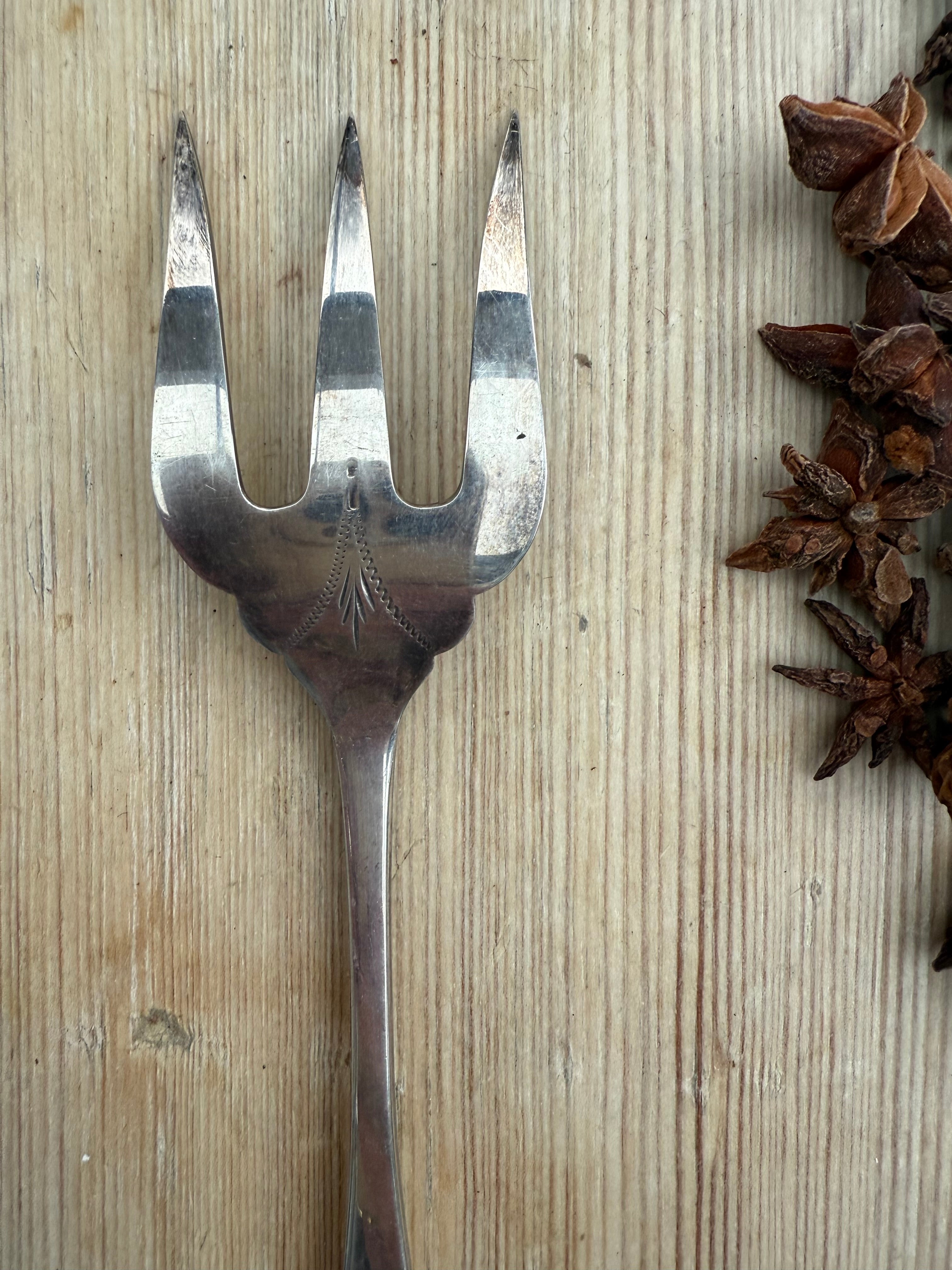 19th Century Silver Plate Sardine Fork