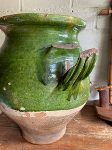 Large 19th Century French Green Confit Pot