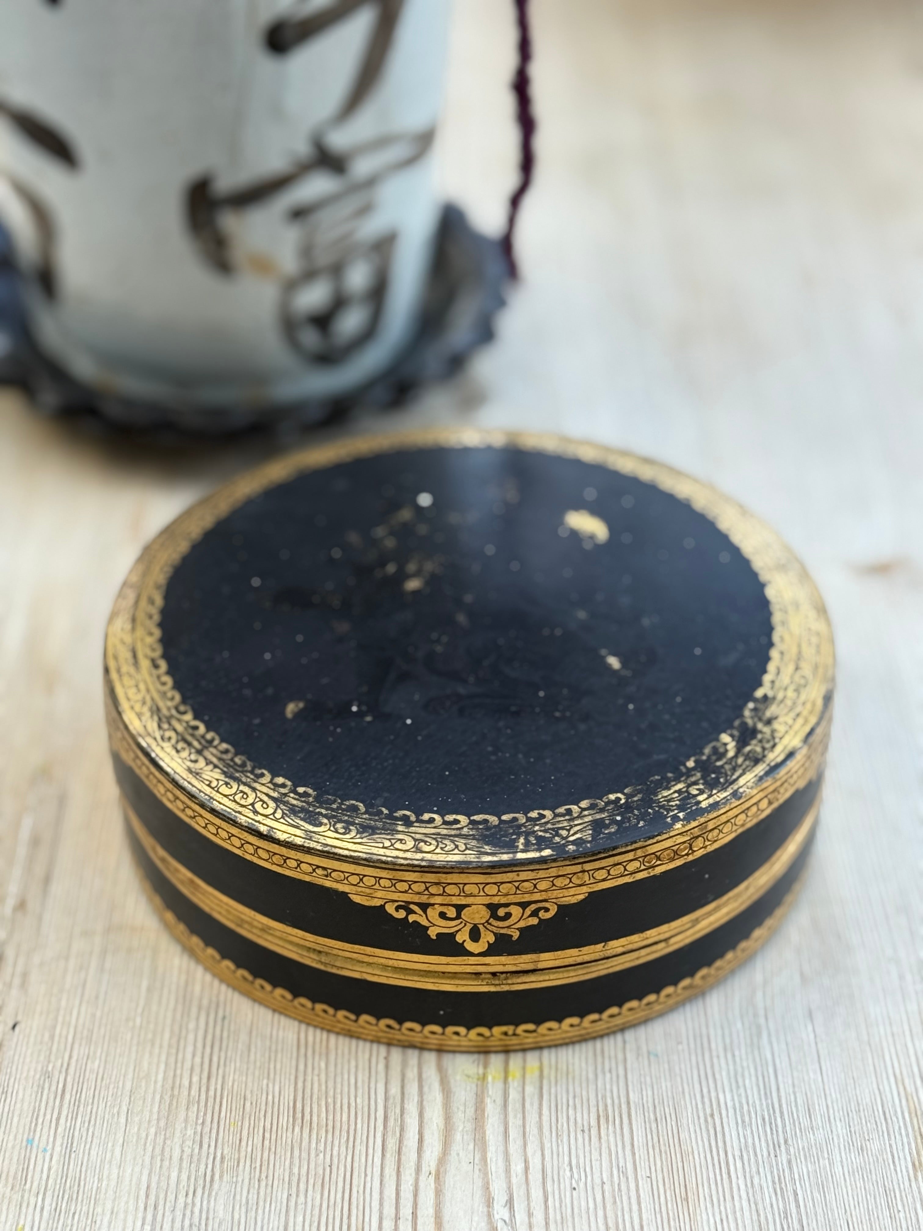 Circa 1880s: Hand Painted Papier Mache Travelling Spice Box