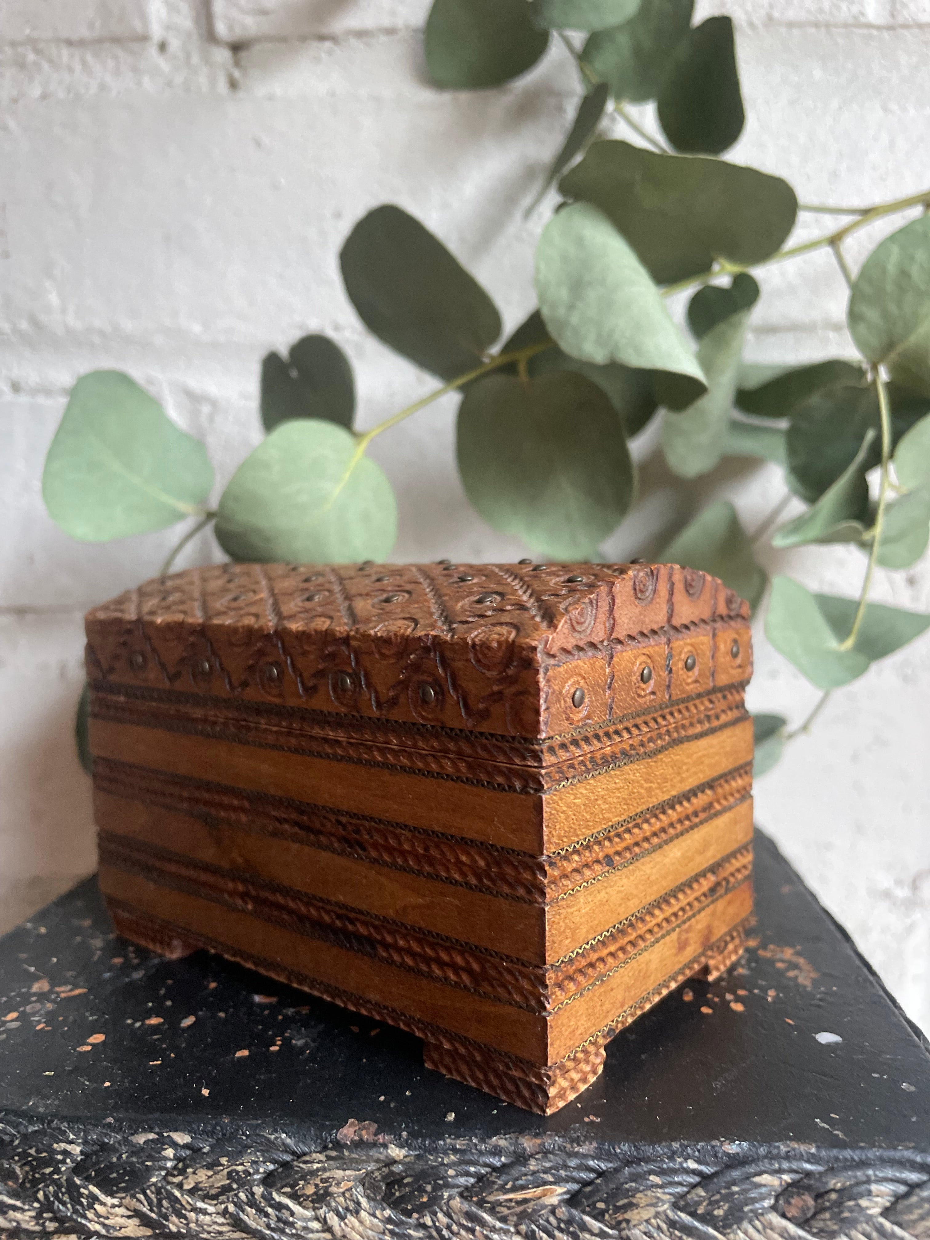 Tiny Carved Trinket Treasure Chest