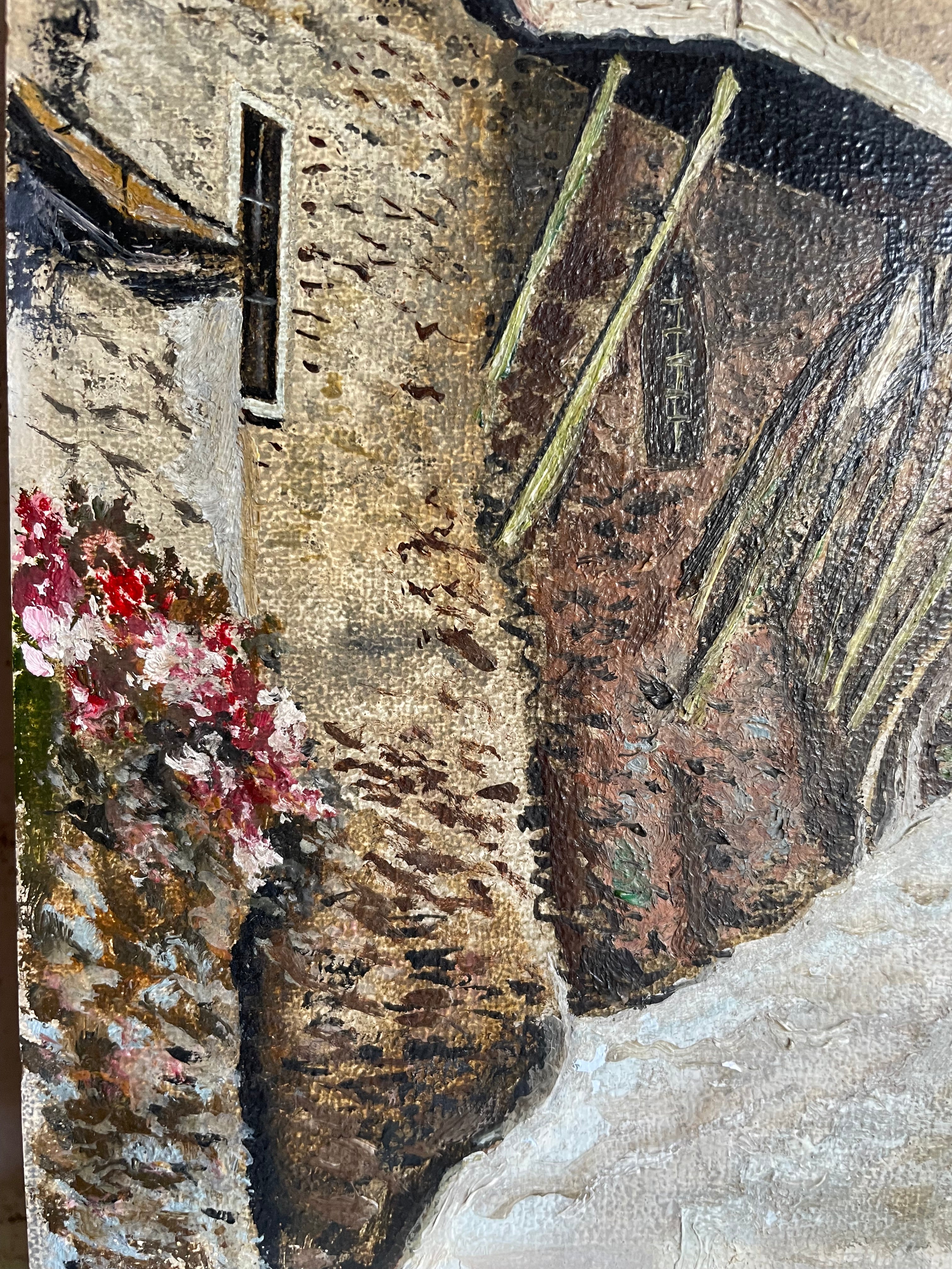 House on Stilts: Vintage Oil on Board