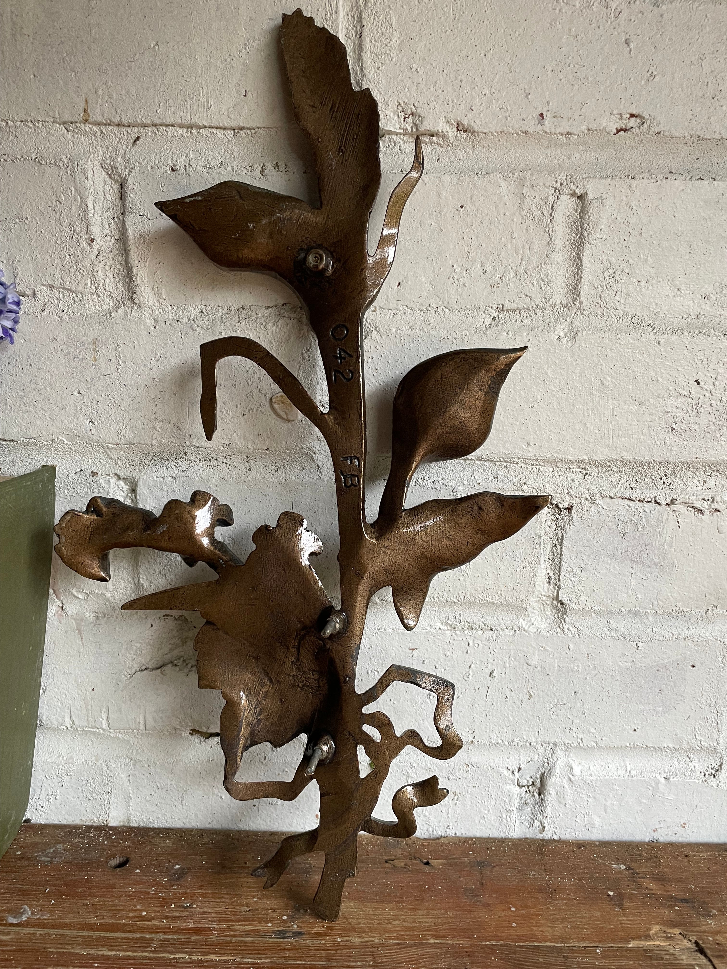 French Vintage Bronze “Lily Bouquet” Wall Hanging