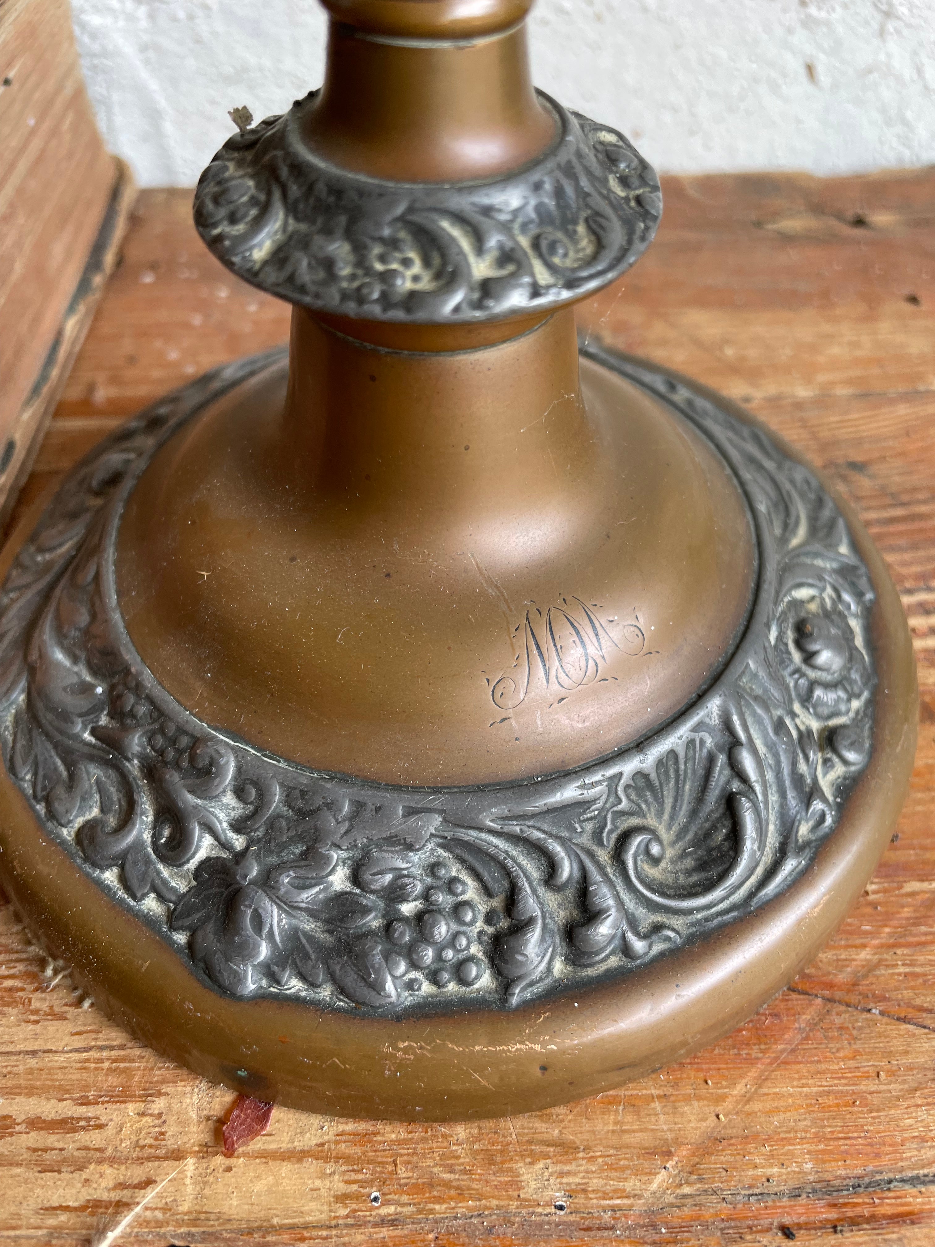 19th Century Copper & Pewter Candlesticks