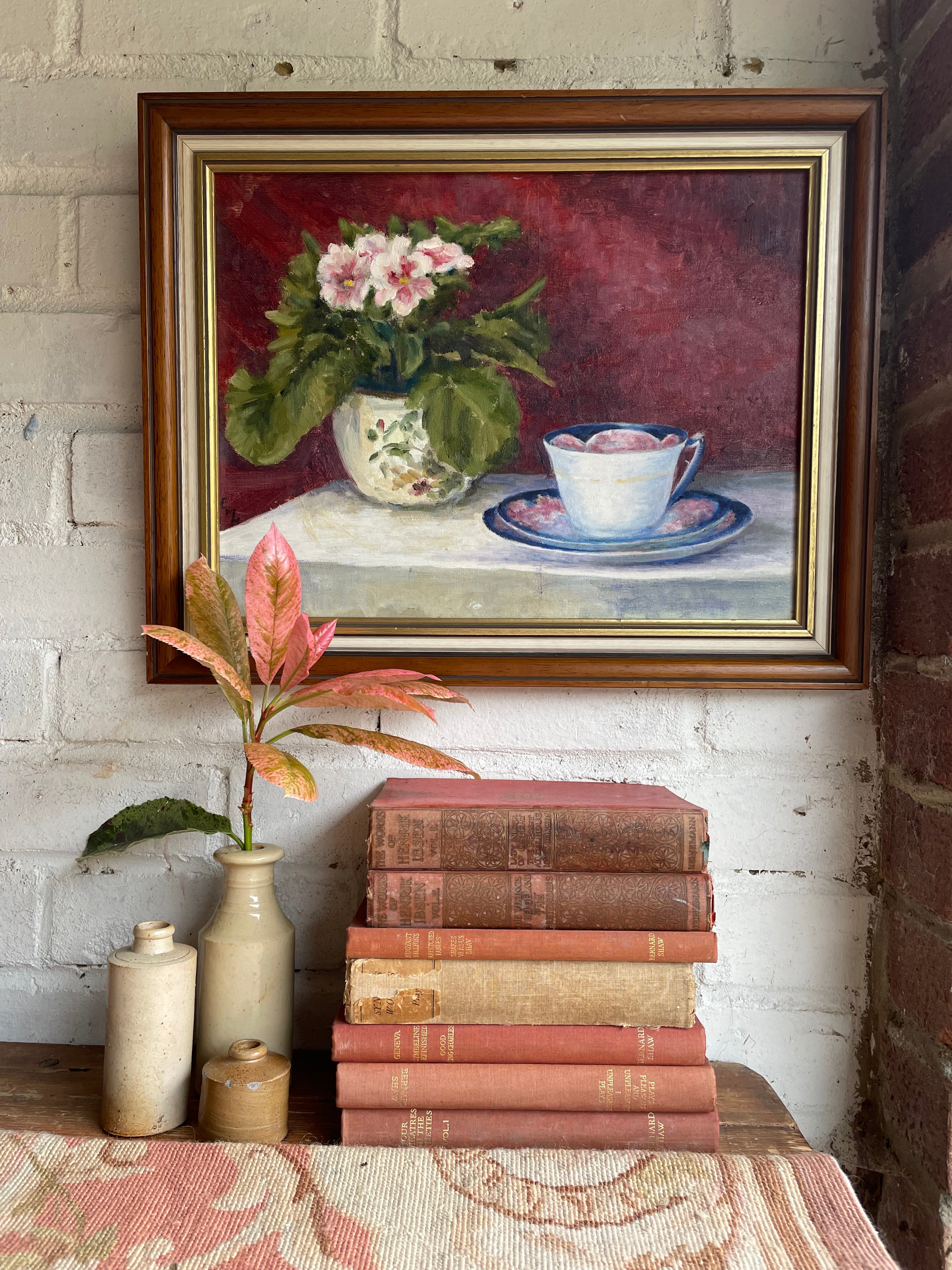 Still Life with Tea Cup:  Oil on Board
