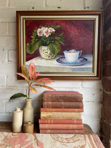 Still Life with Tea Cup:  Oil on Board