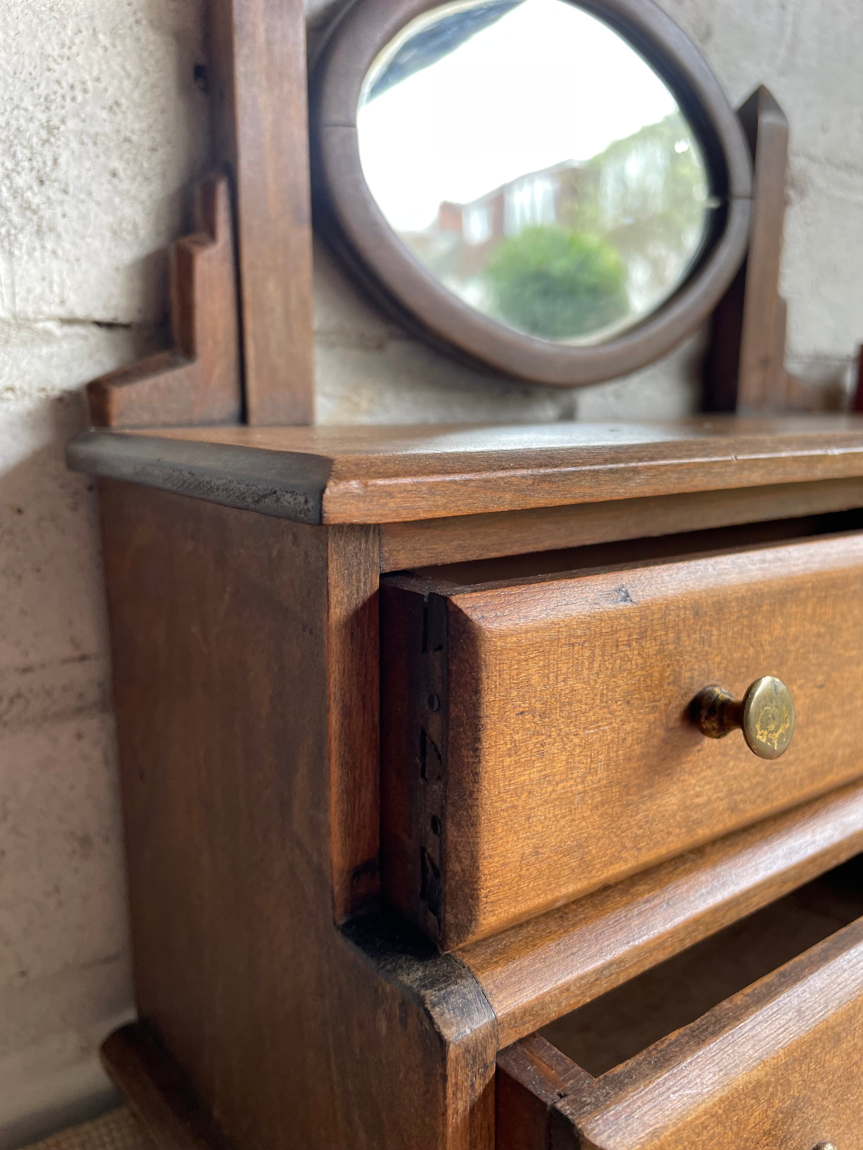 19th Century Apprentice Chest of Drawers with Swivel Mirror