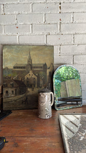 Small Art Deco Wall Mirror with Original Bevelled Glass