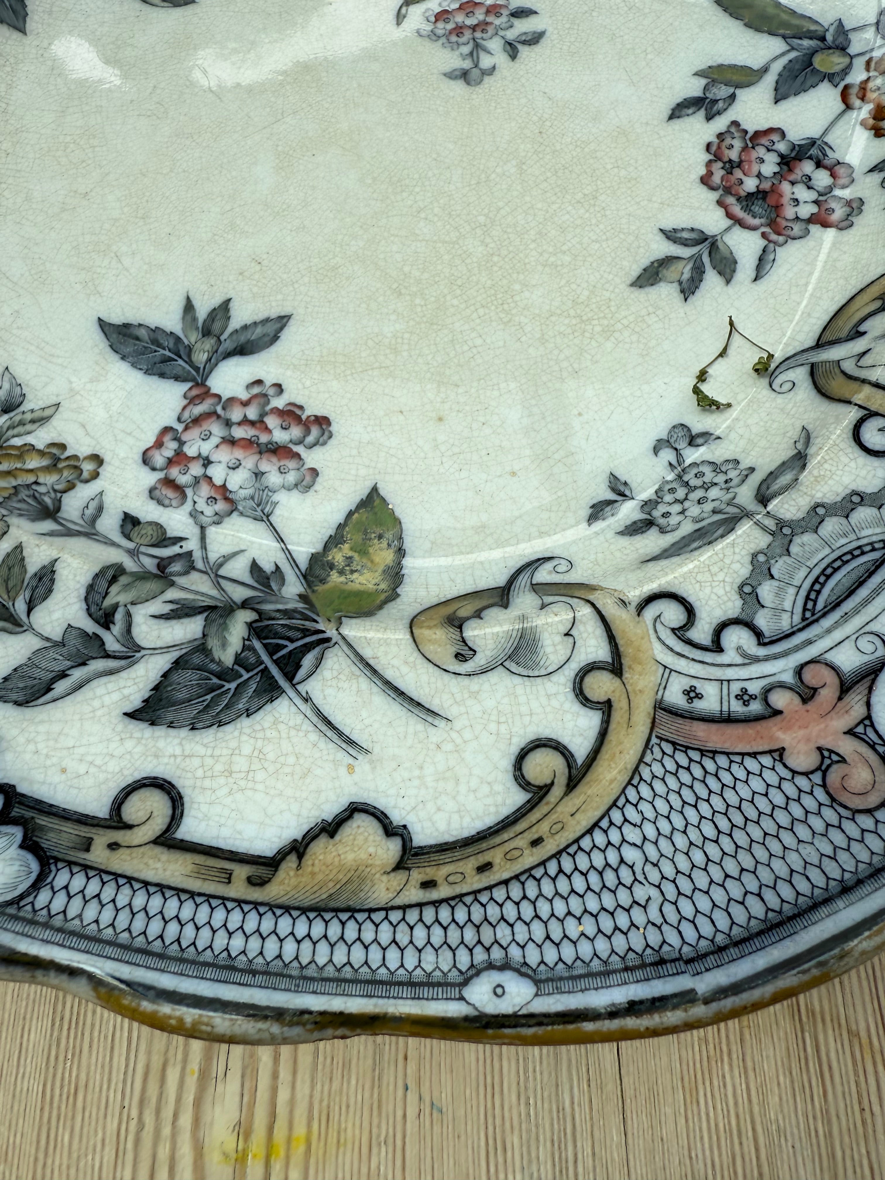 Large 19th Century Pinder, Bourne & Hope "Malva" Ironstone Platter