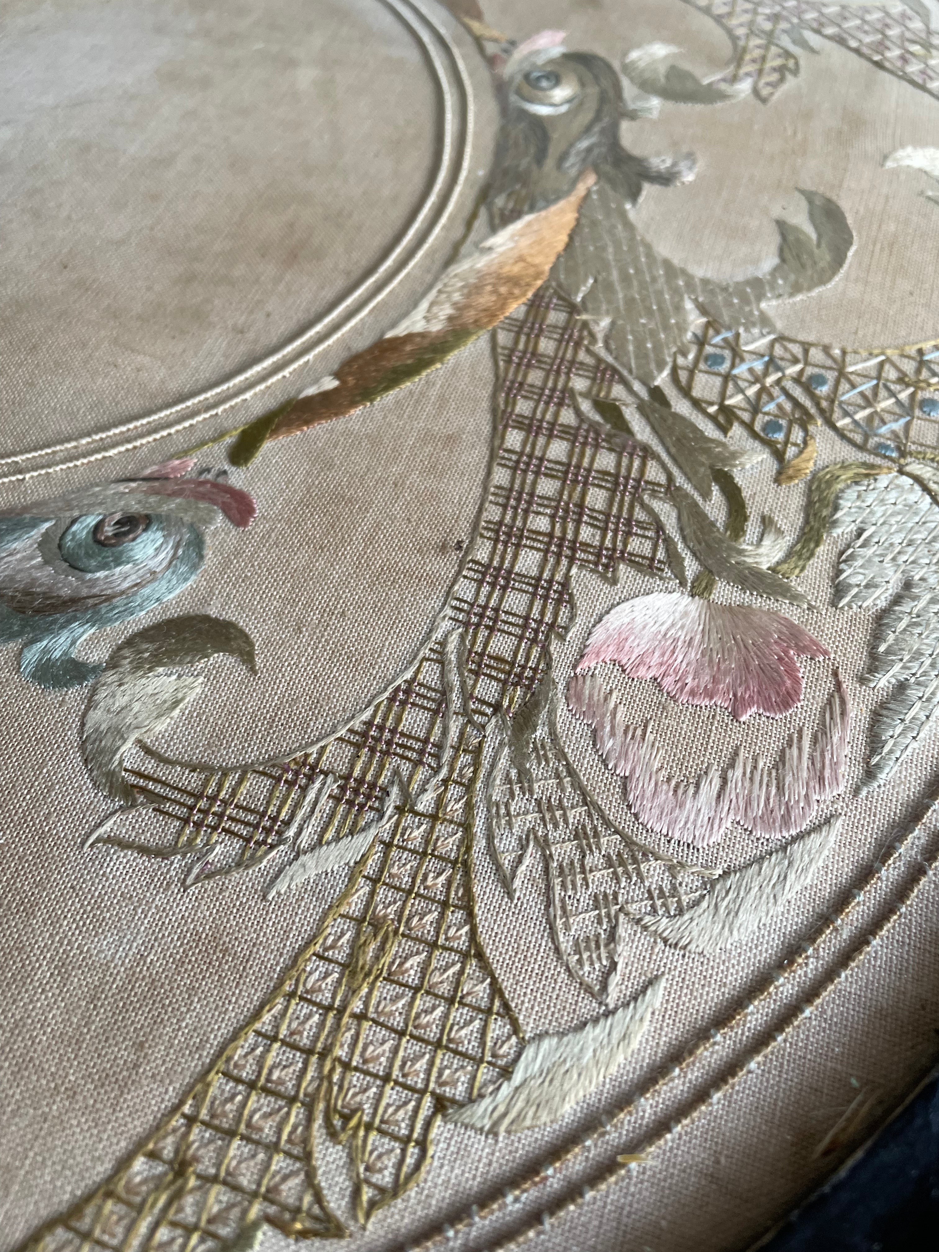 Small Victorian Hand Embroidered Ebonised Side Table