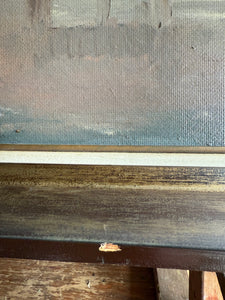 Flemish Canalscape: Large Midcentury Oil Painting