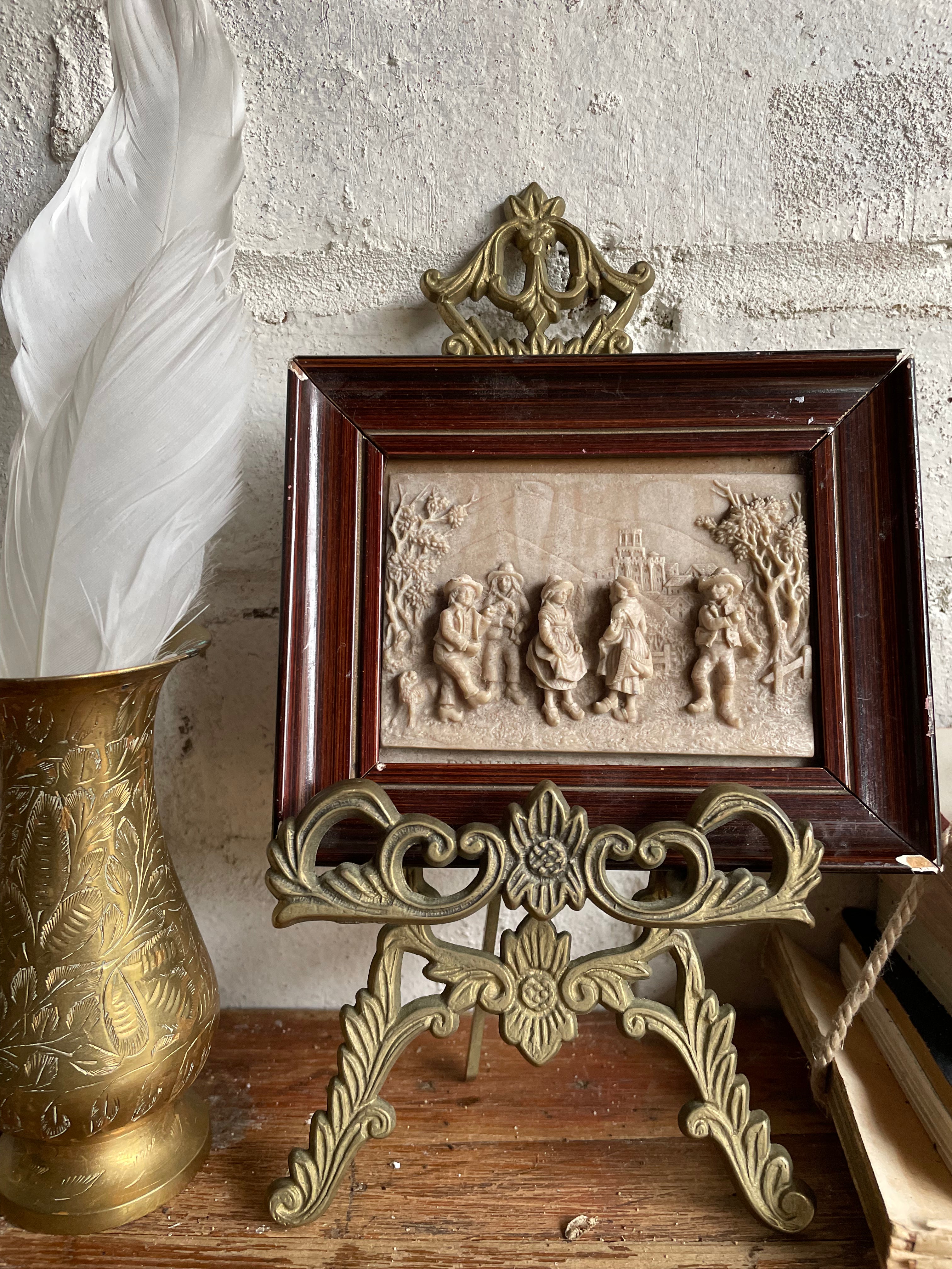 Tiny 19th Century French Lava Relief of a Pastoral Scene