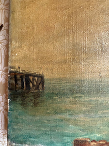 Seascape in Ochre: 19th Century Oil on Canvas