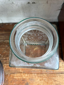 Victorian Etched & Enamelled Glass Bathroom Jar with Lid