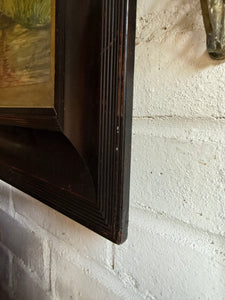 Seasonal Change: Large Early 20th Century Oil on Canvas with Ebonised Frame