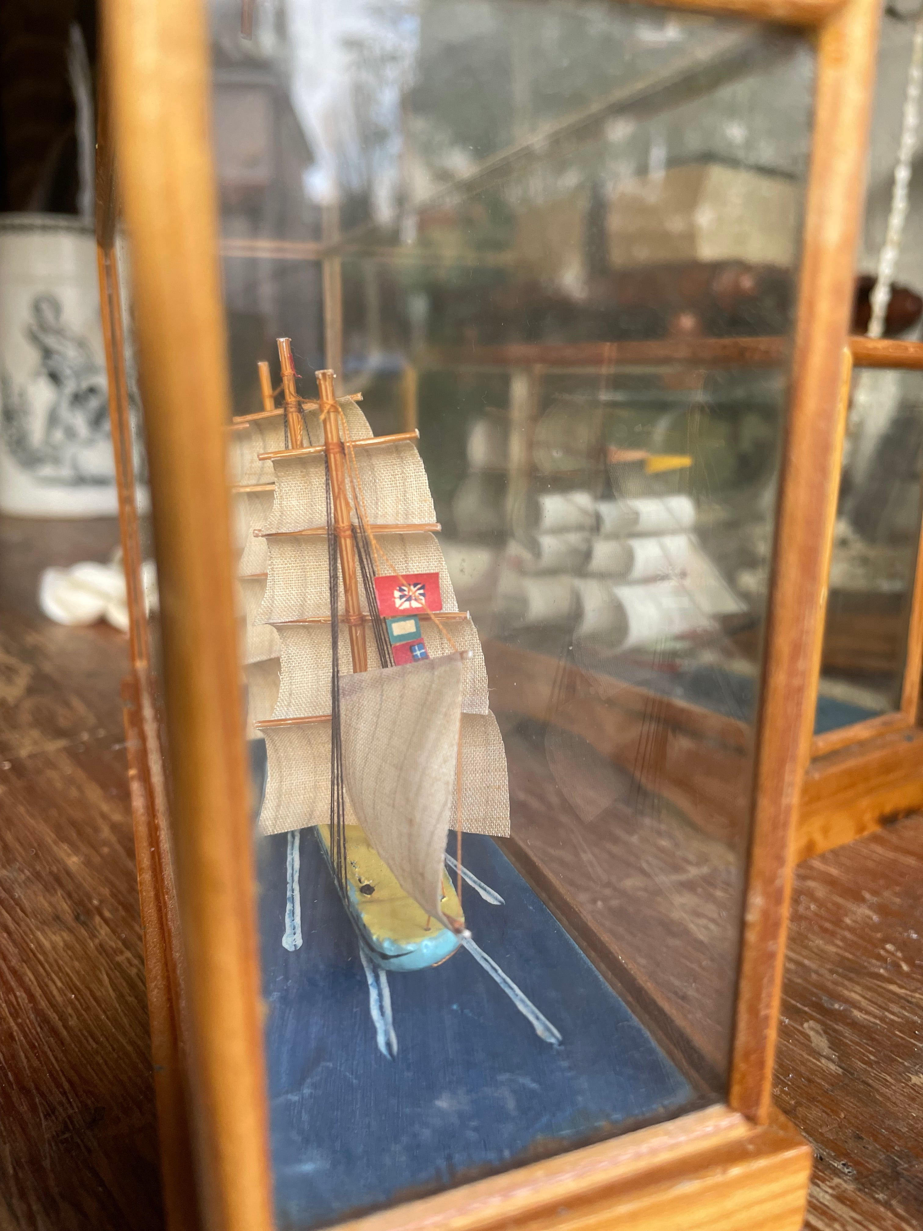 Little Miniature Ship in Glass Box