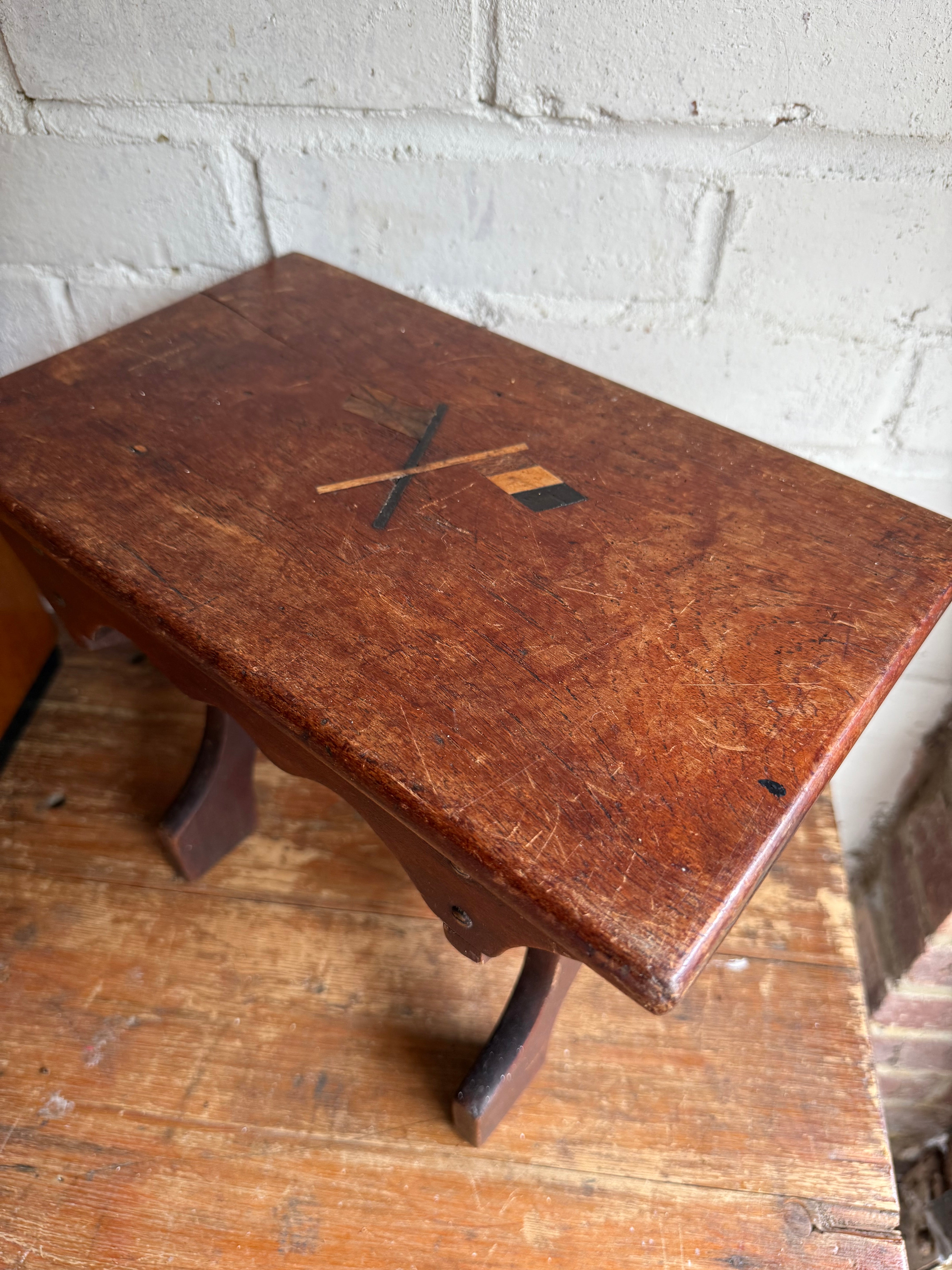 WW1 Naval Stool with Union Jack & French Flag Inlay