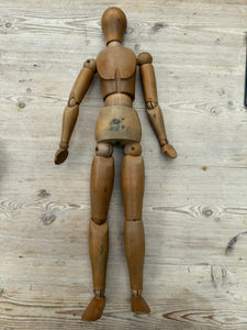 Early-Mid 20th Century French Wooden Oversized Articulated Artists Mannequin with Stand