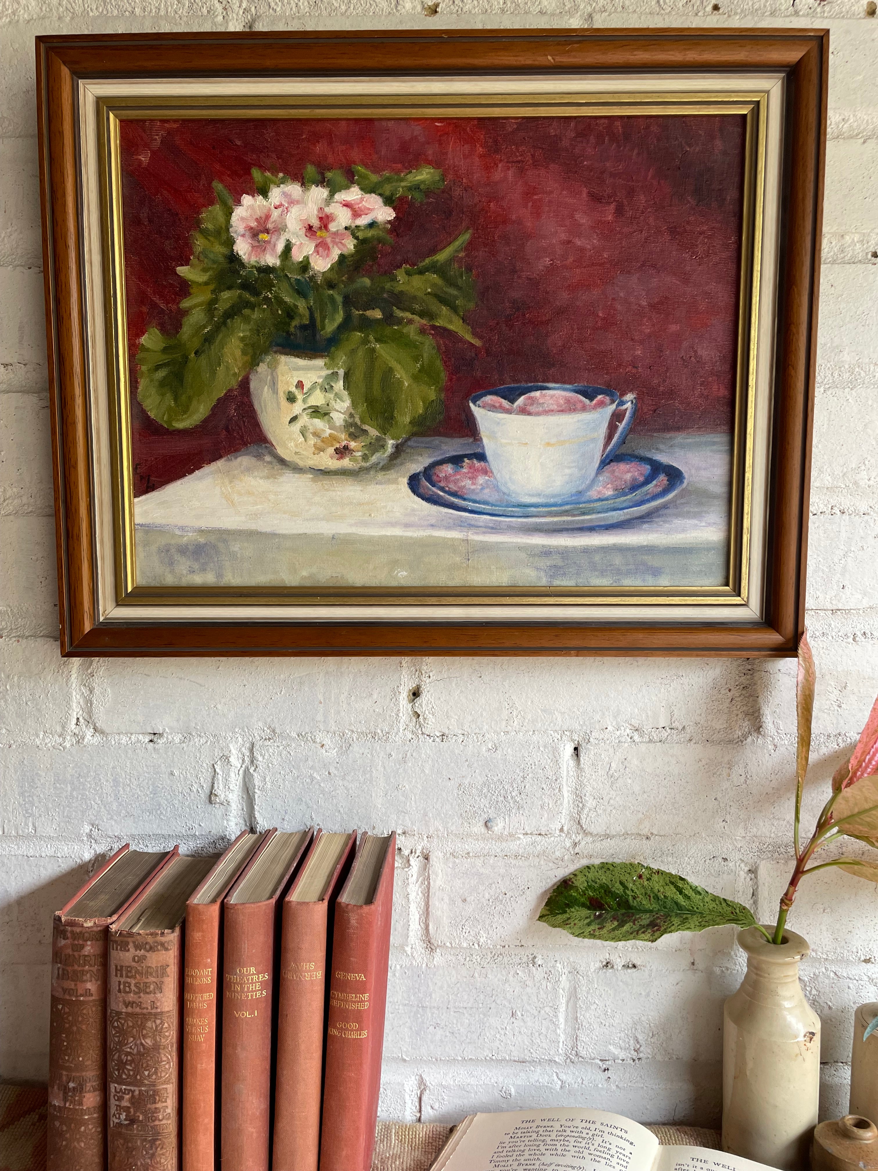 Still Life with Tea Cup:  Oil on Board