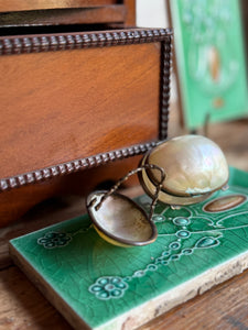 Victorian Mother of Pearl Trinket Box & Basket (Mermaids Purse)