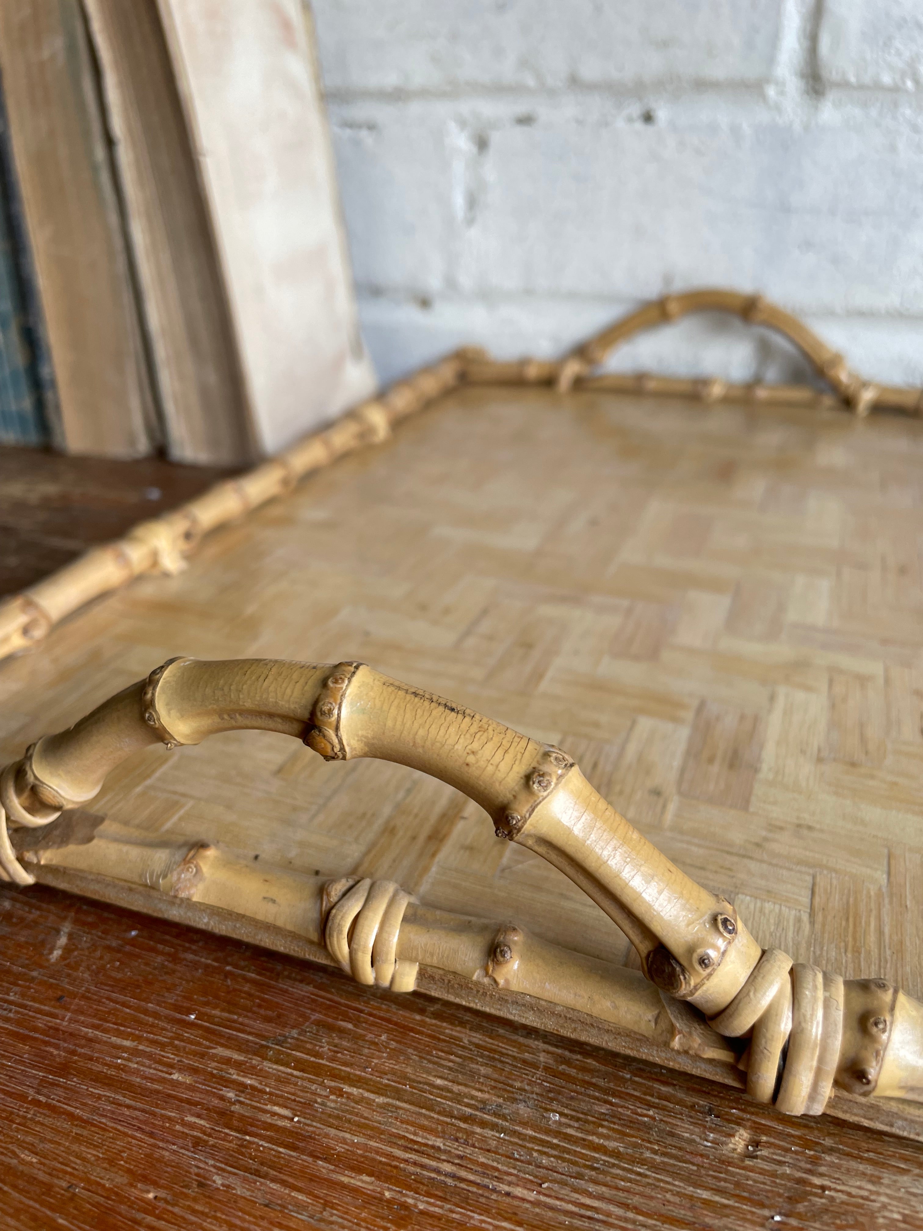French Bamboo Marquetry Tray