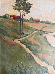 Seasonal Change: Large Early 20th Century Oil on Canvas with Ebonised Frame