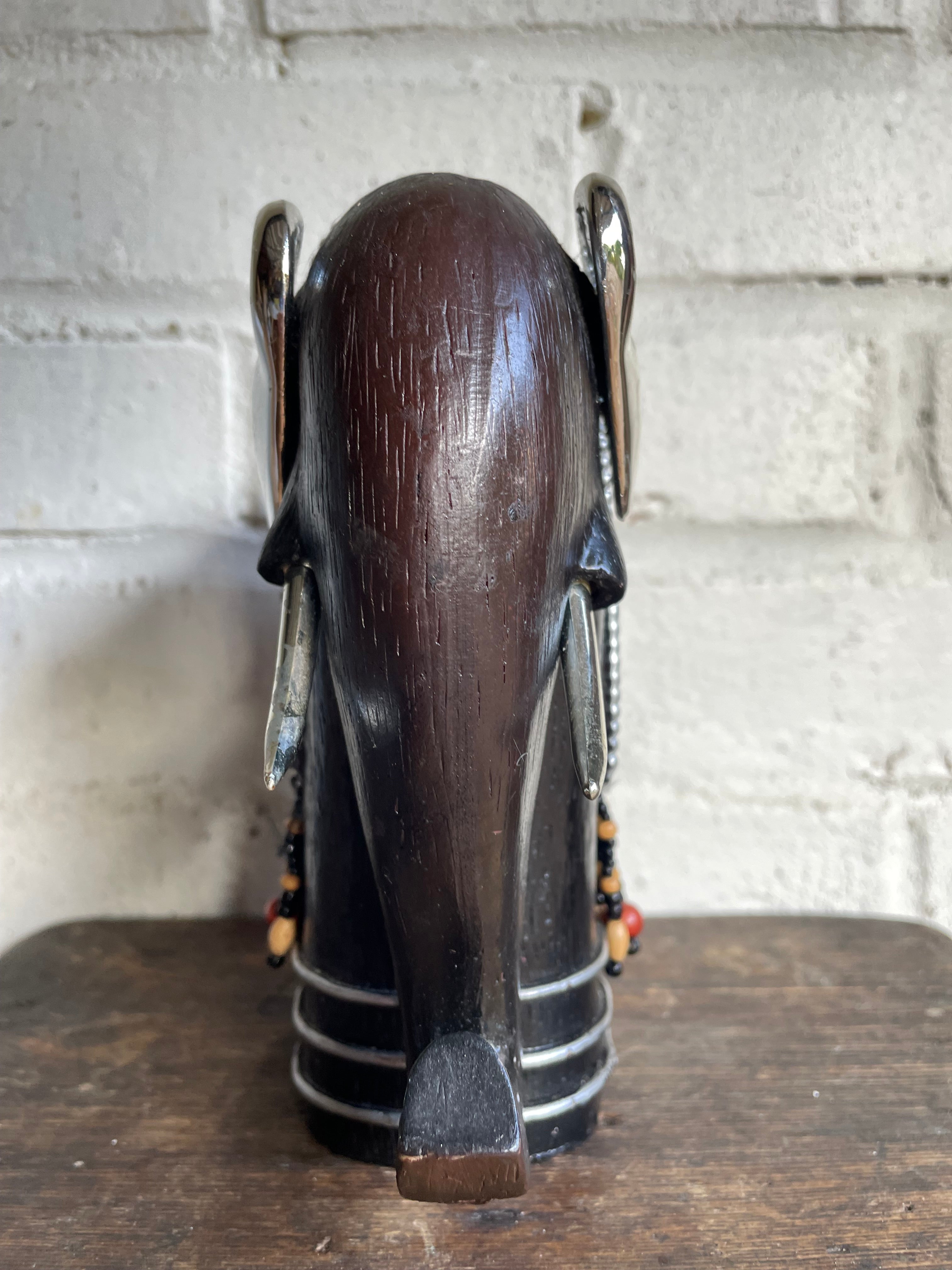 Carved Beaded Elephant Sculpture