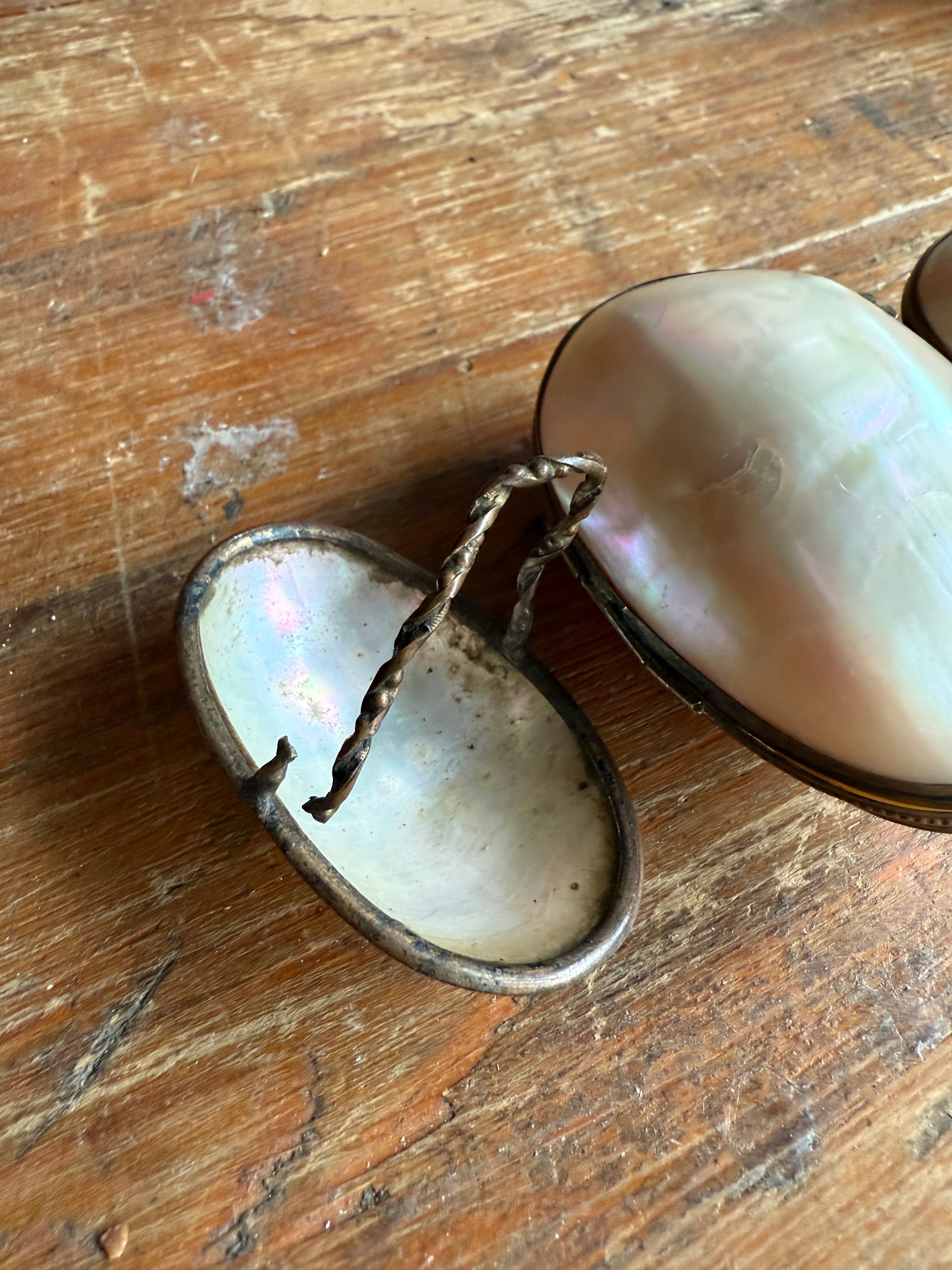 Victorian Mother of Pearl Trinket Box & Basket (Mermaids Purse)