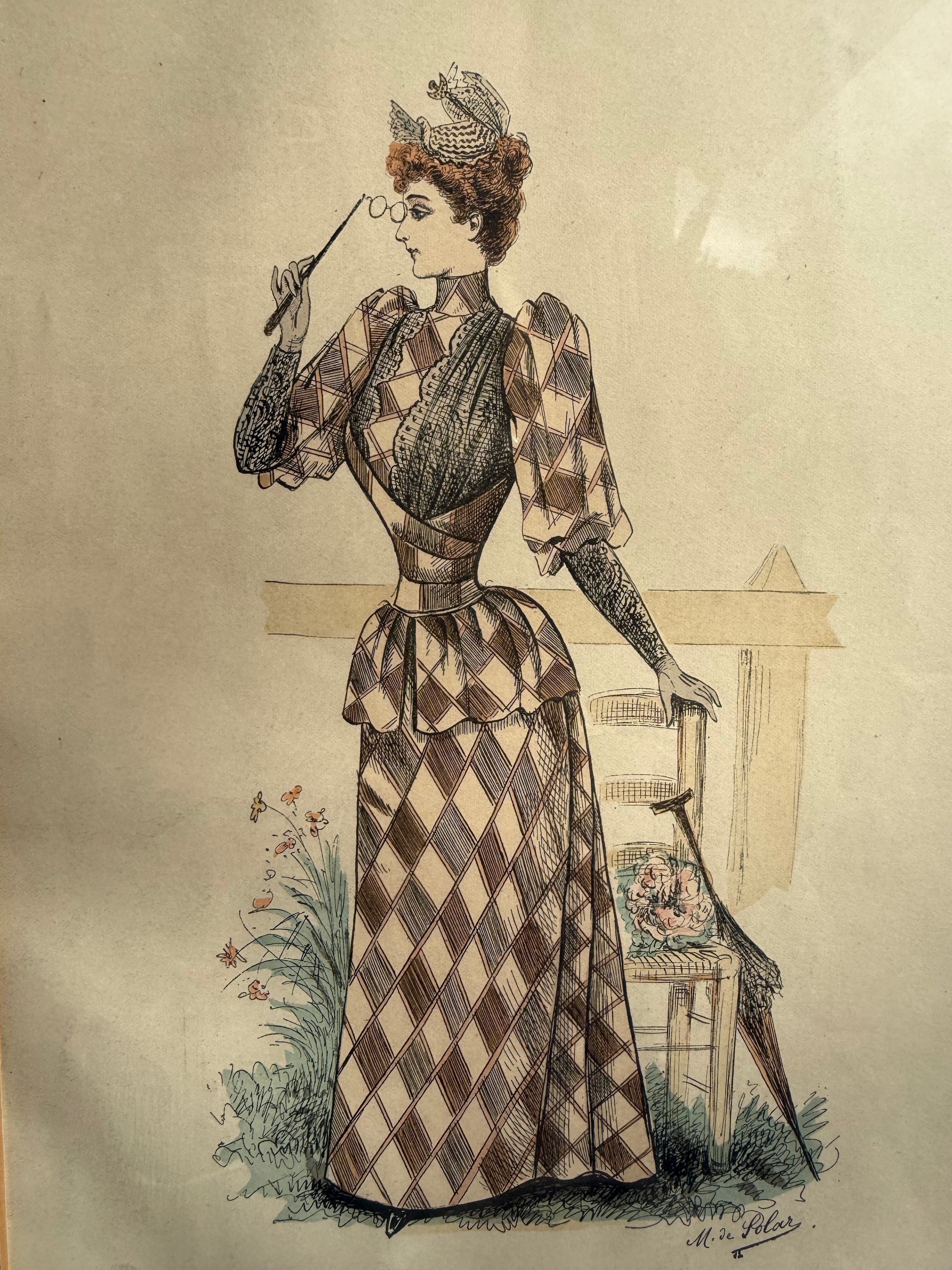 19th Century French Magazine Framed Hand Coloured Illustration - No 16