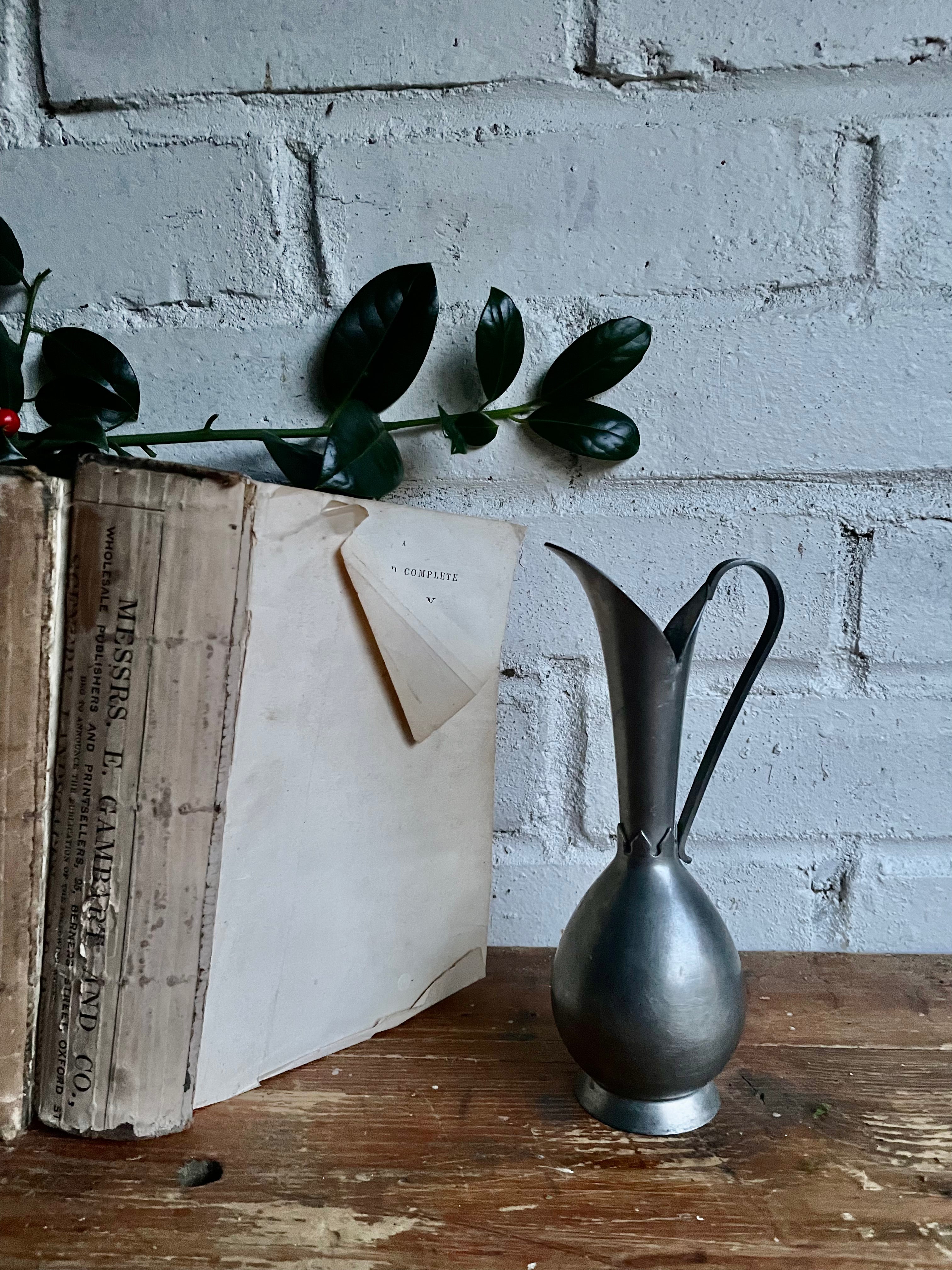 Tiny Antique Pewter Vase/Candleholder