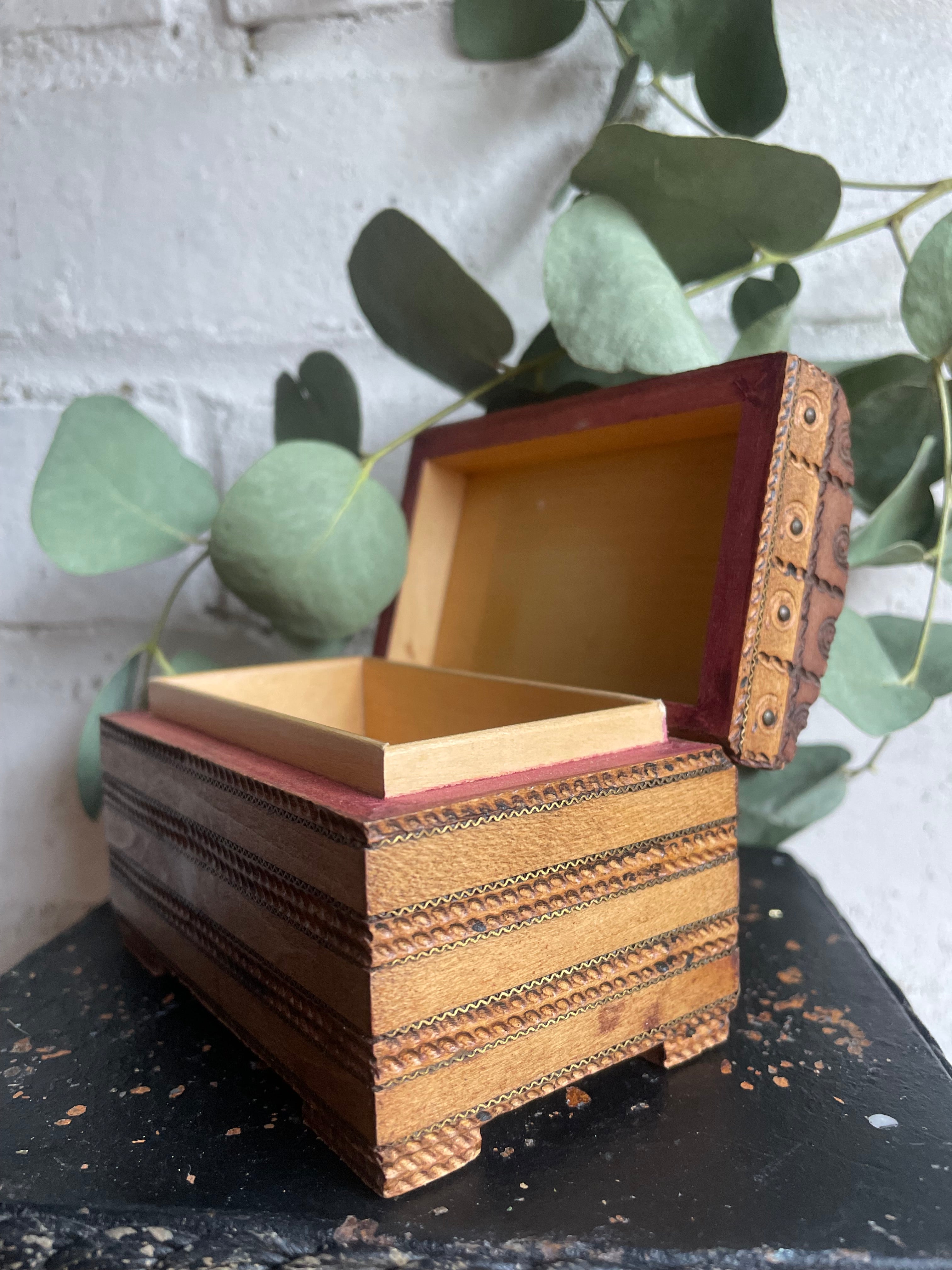 Tiny Carved Trinket Treasure Chest