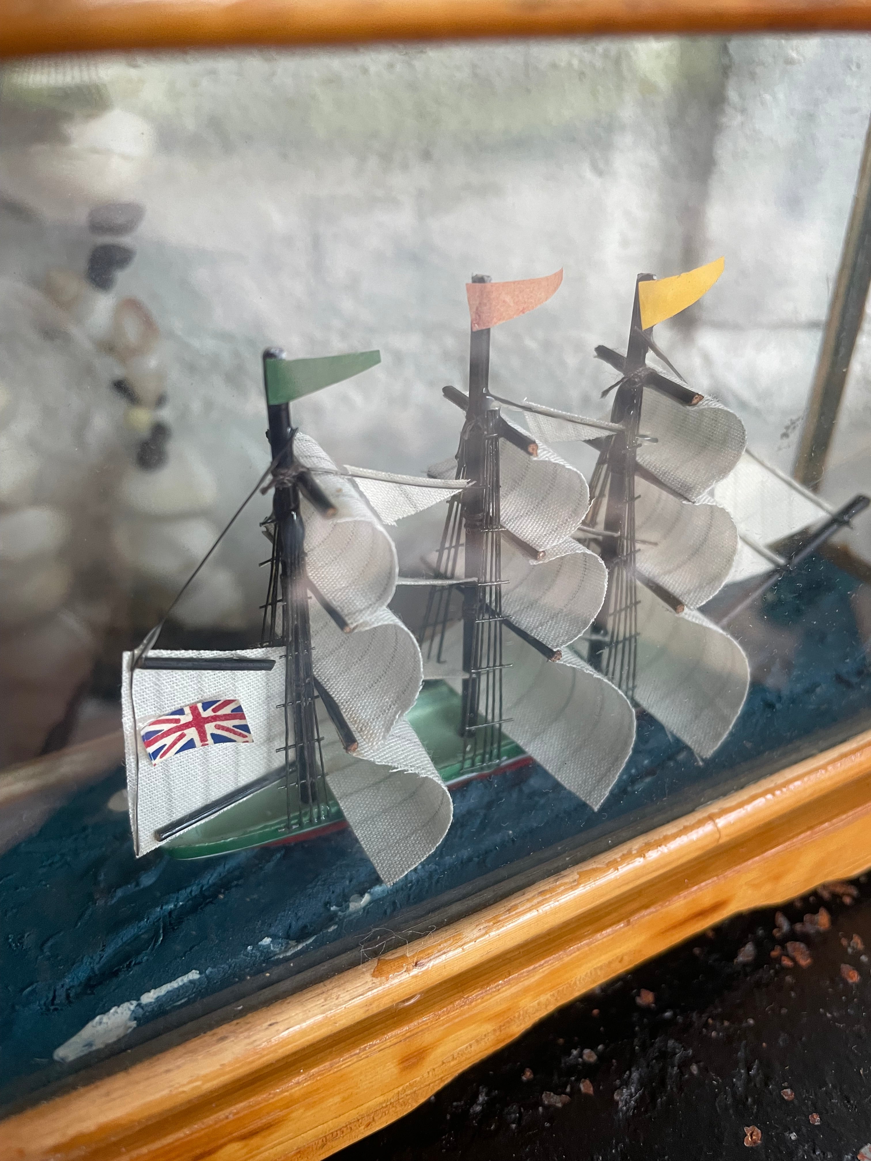 Little Miniature Ship in Glass Box