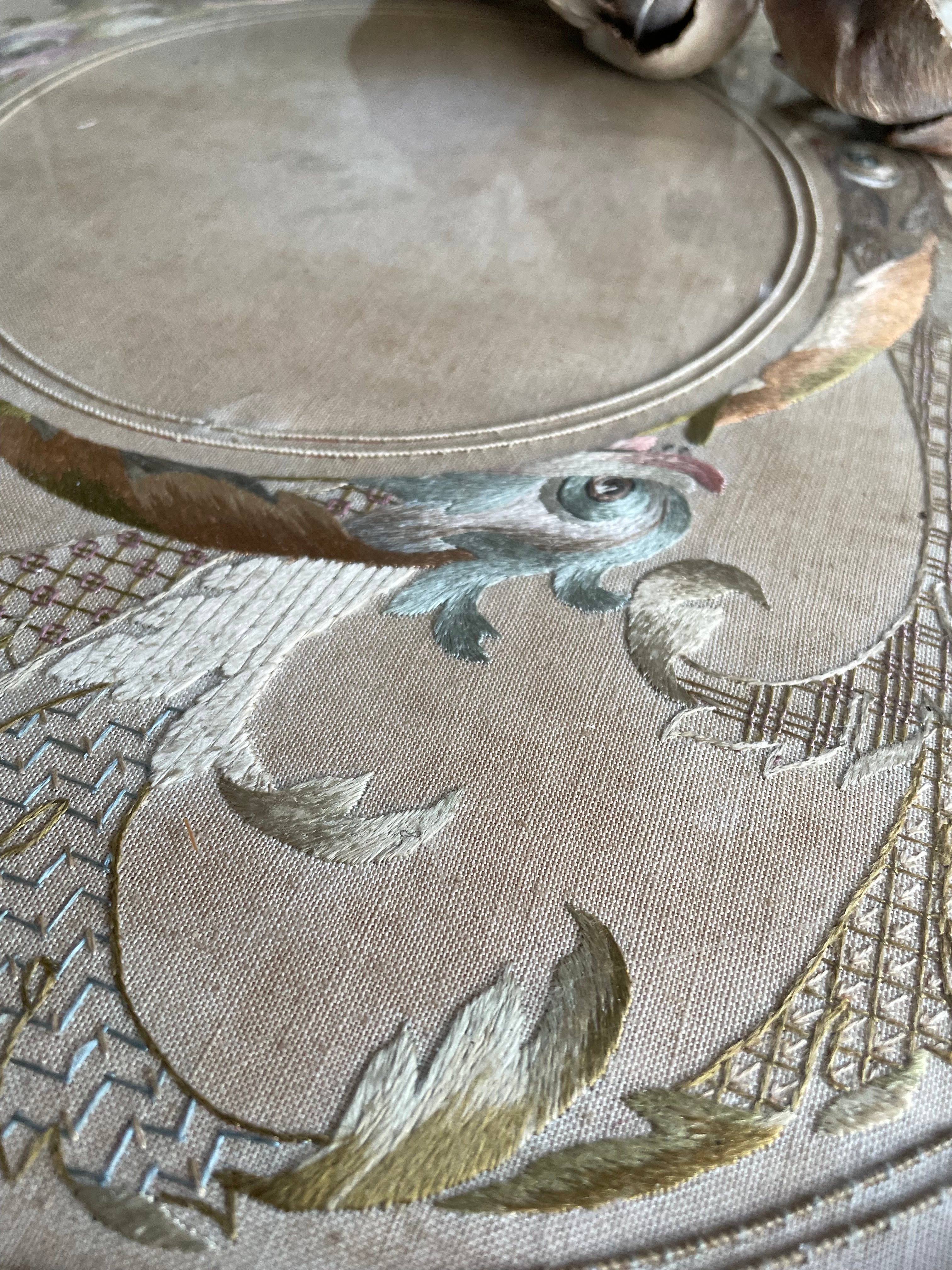 Small Victorian Hand Embroidered Ebonised Side Table