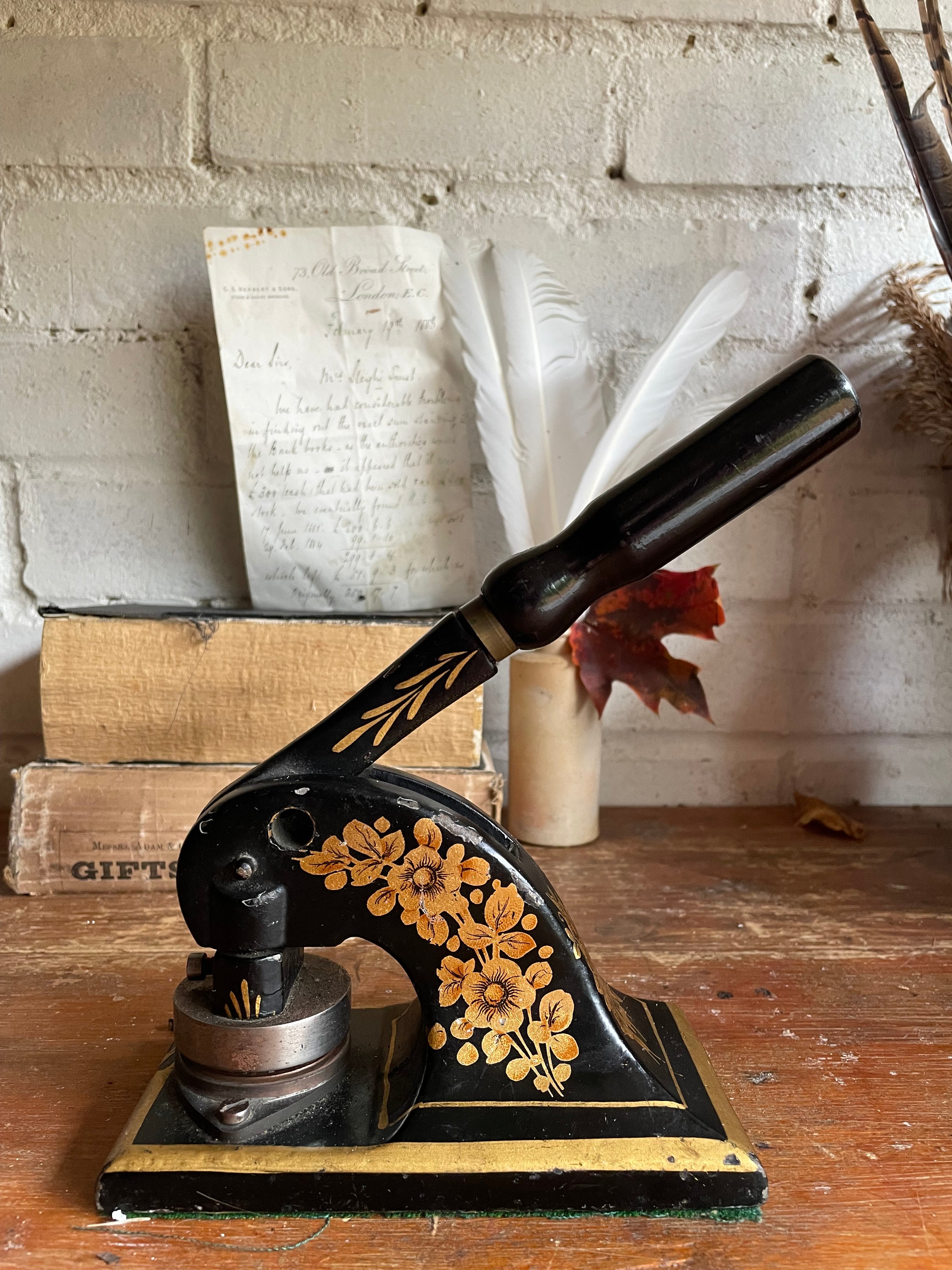 Antique Cast Iron Embossing Stamp/Door Stop. Was £35 now £17.50 at checkout