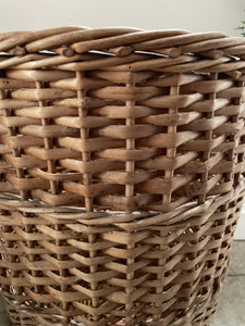 Tall Vintage French Rattan Baguette Basket