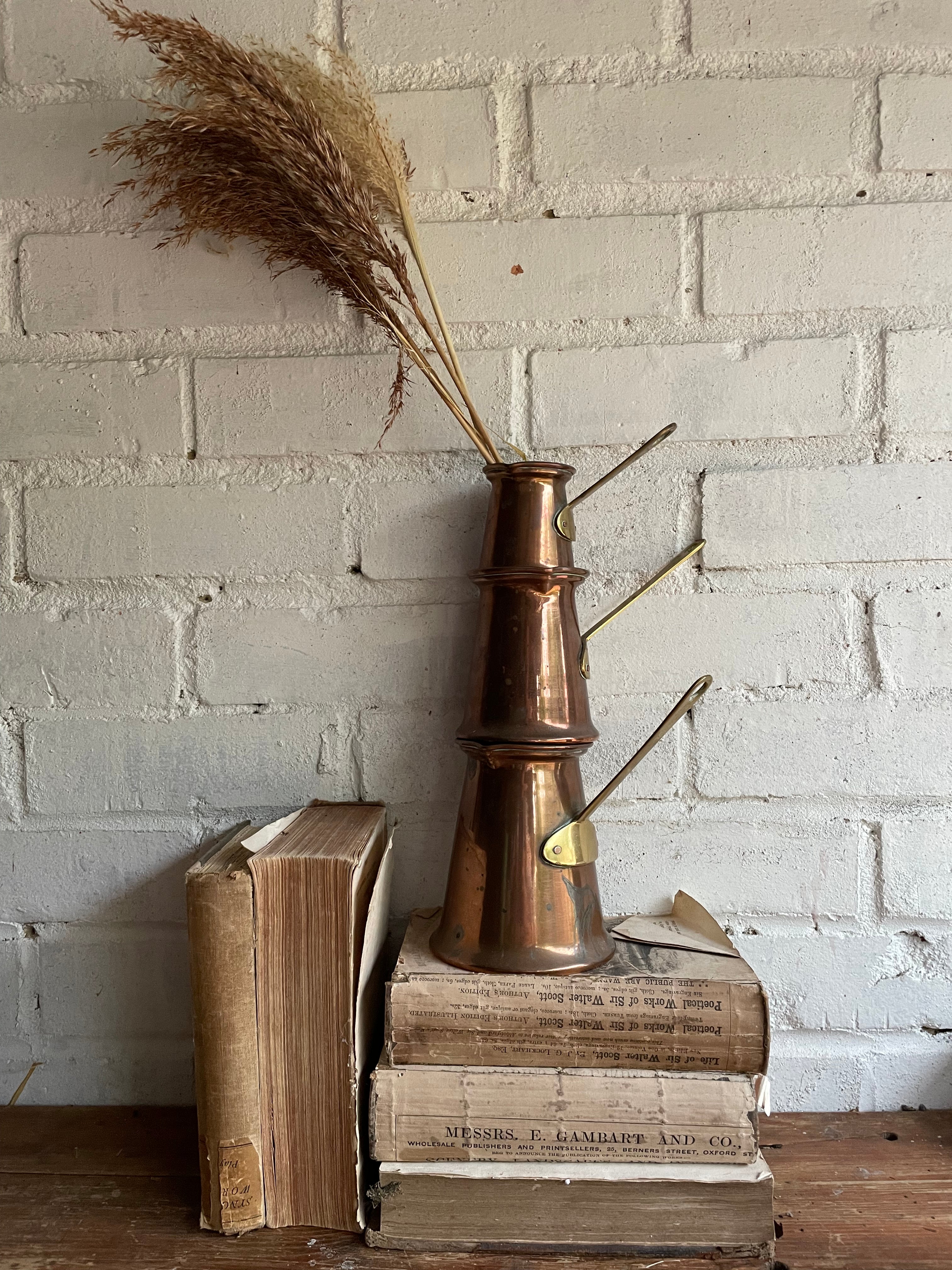 19th Century Brass & Copper Cider Measures  - Set of Three