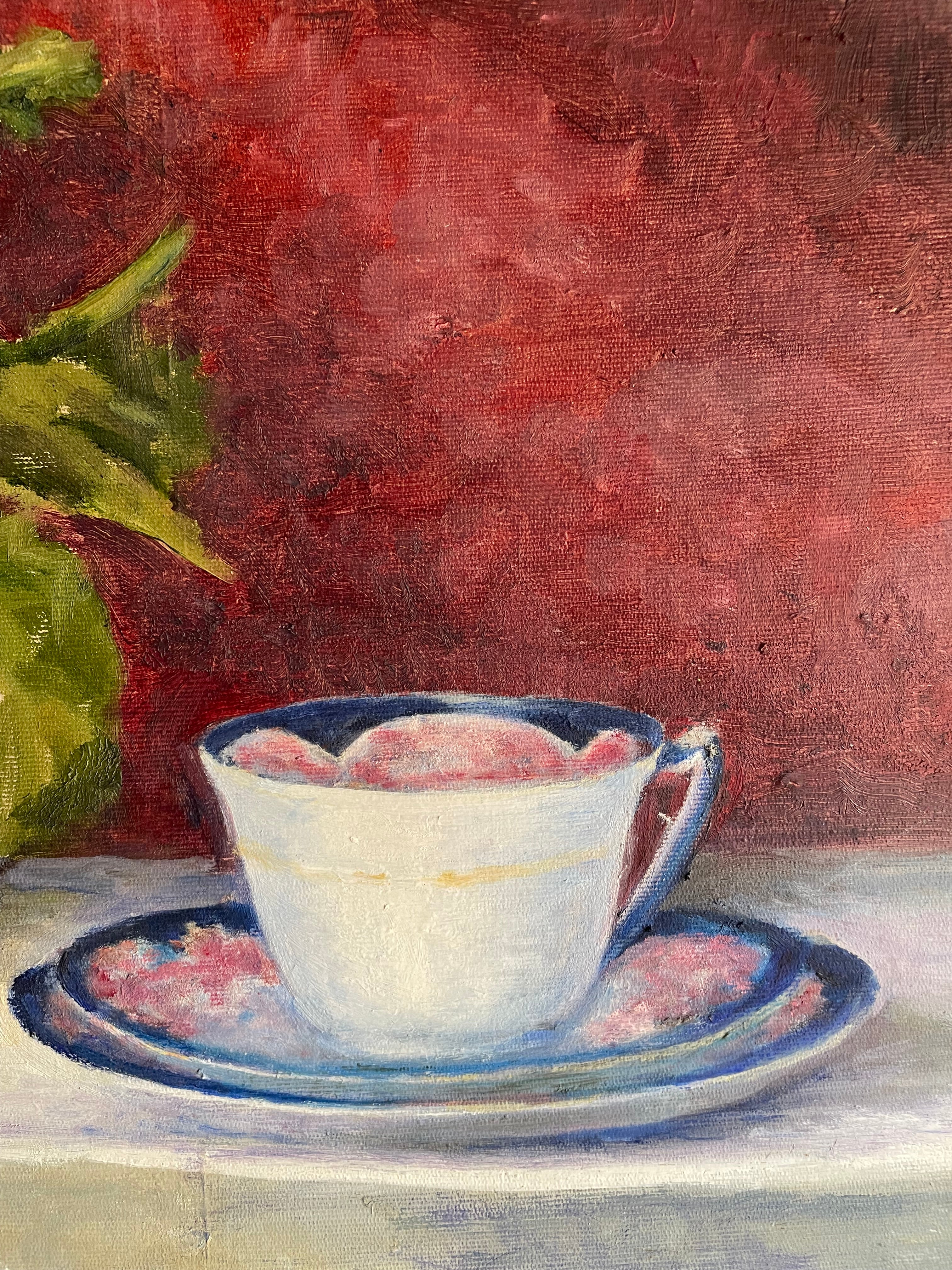 Still Life with Tea Cup:  Oil on Board