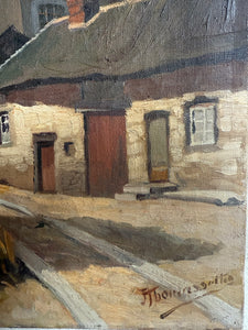 Early 20th Century Signed Oil on Canvas “The Hens”