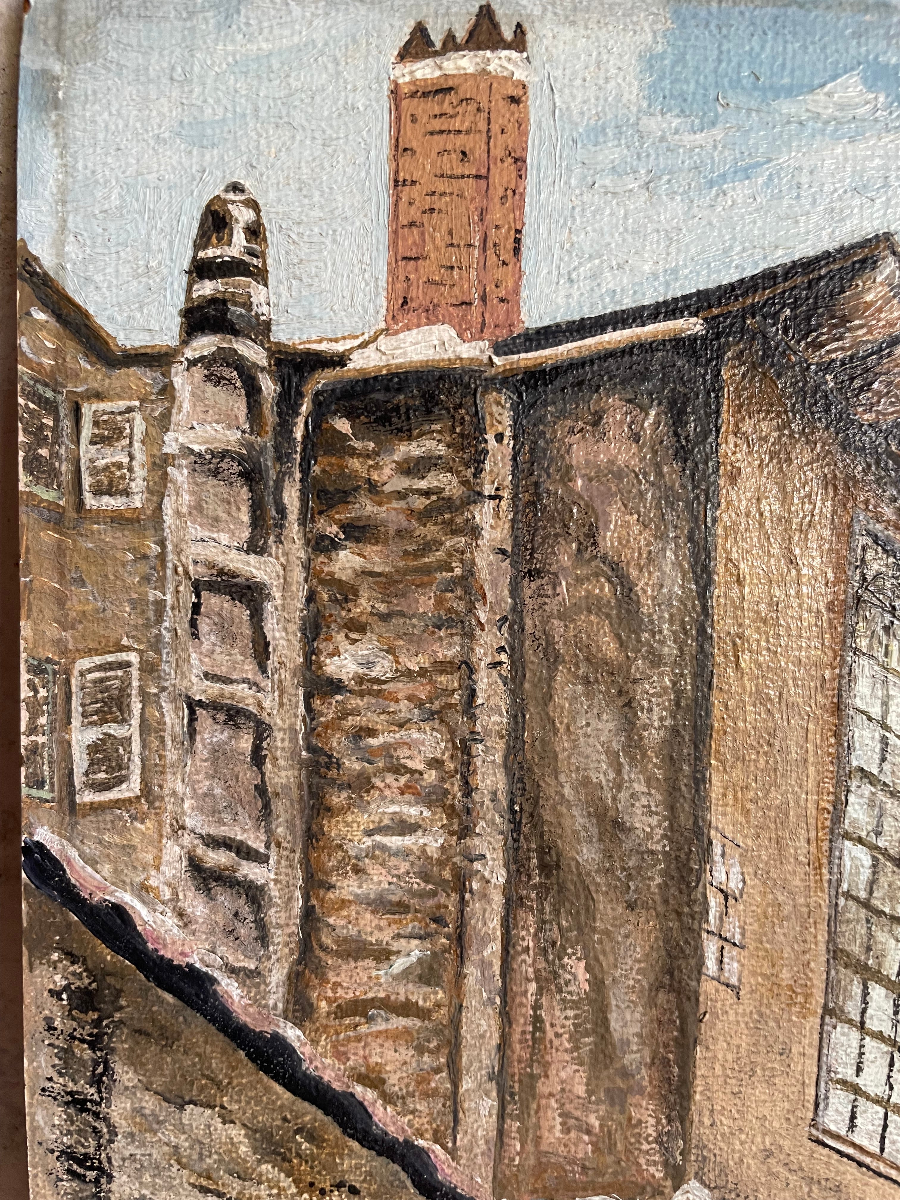 House on Stilts: Vintage Oil on Board