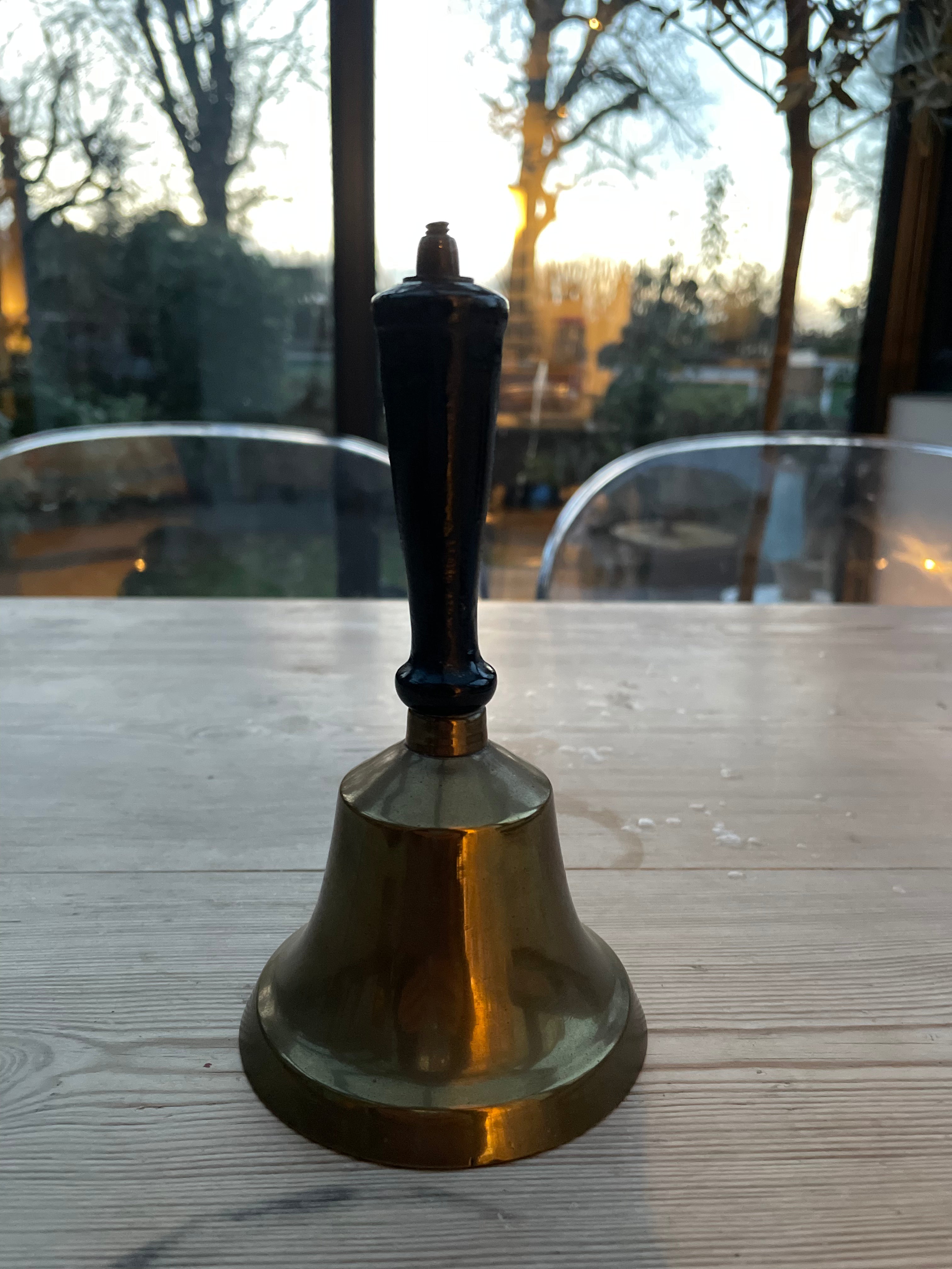 Antique Brass Handbell with Wood Handle