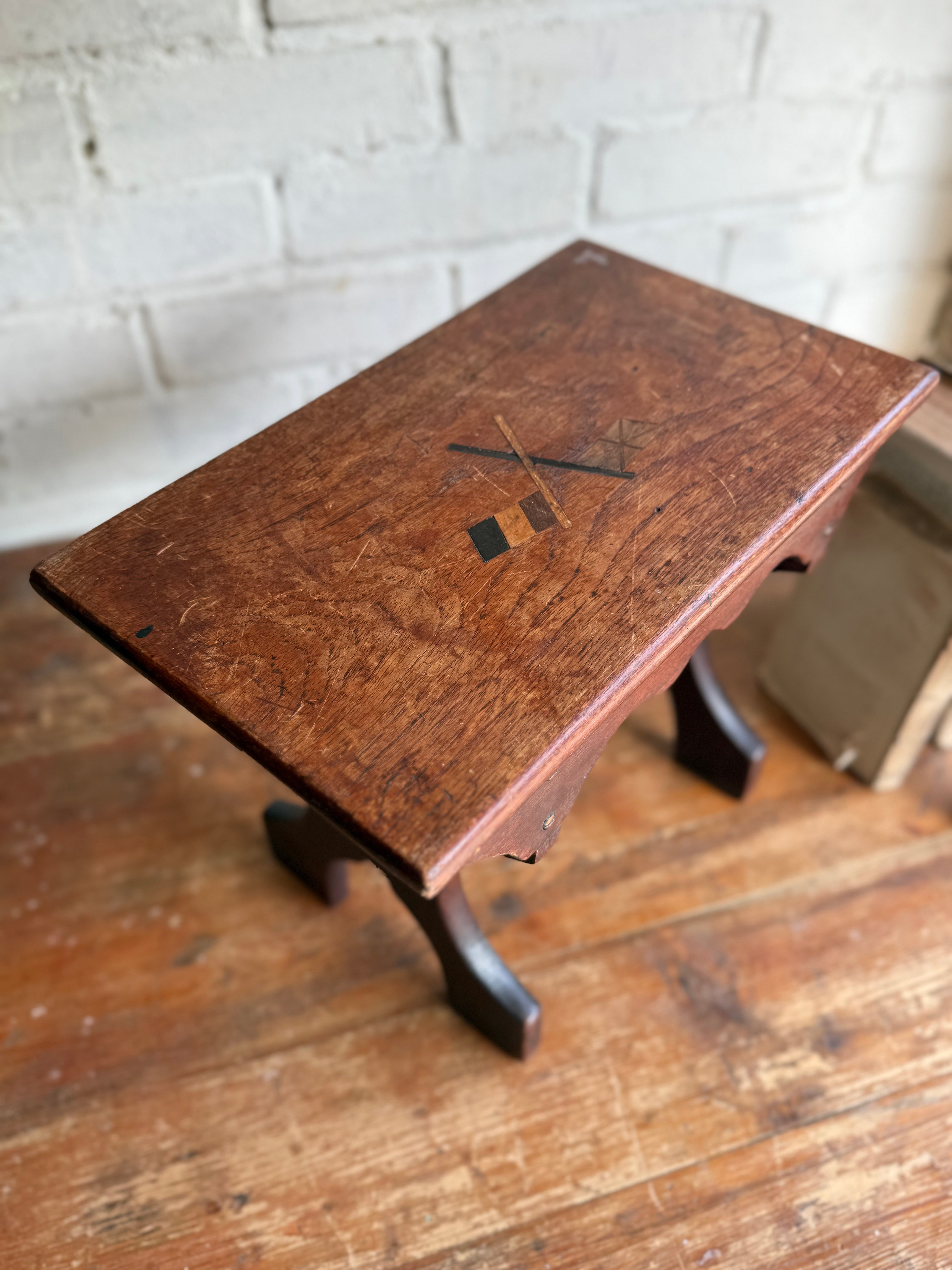 WW1 Naval Stool with Union Jack & French Flag Inlay