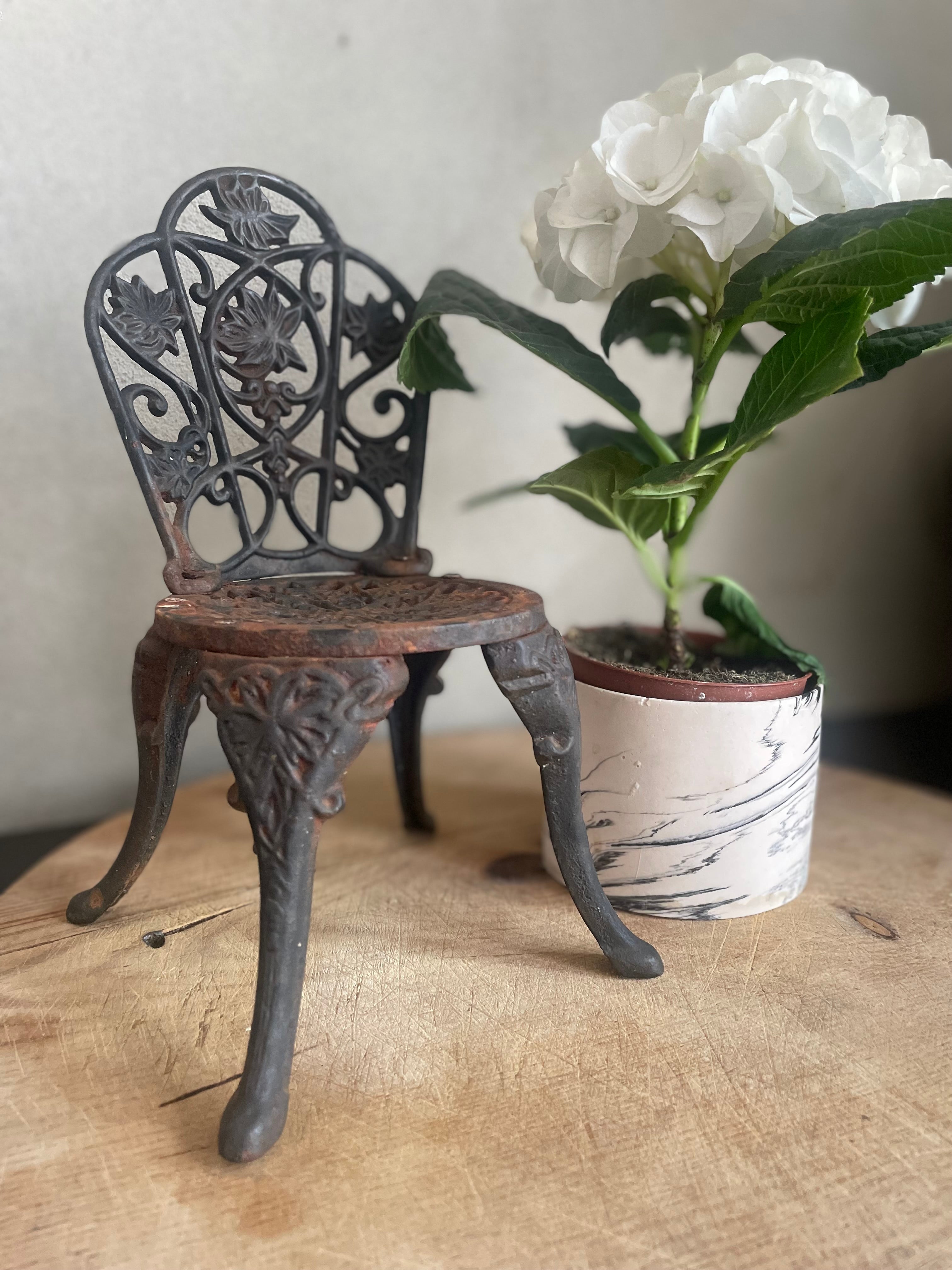 Miniature Vintage Cast Iron Garden Chair