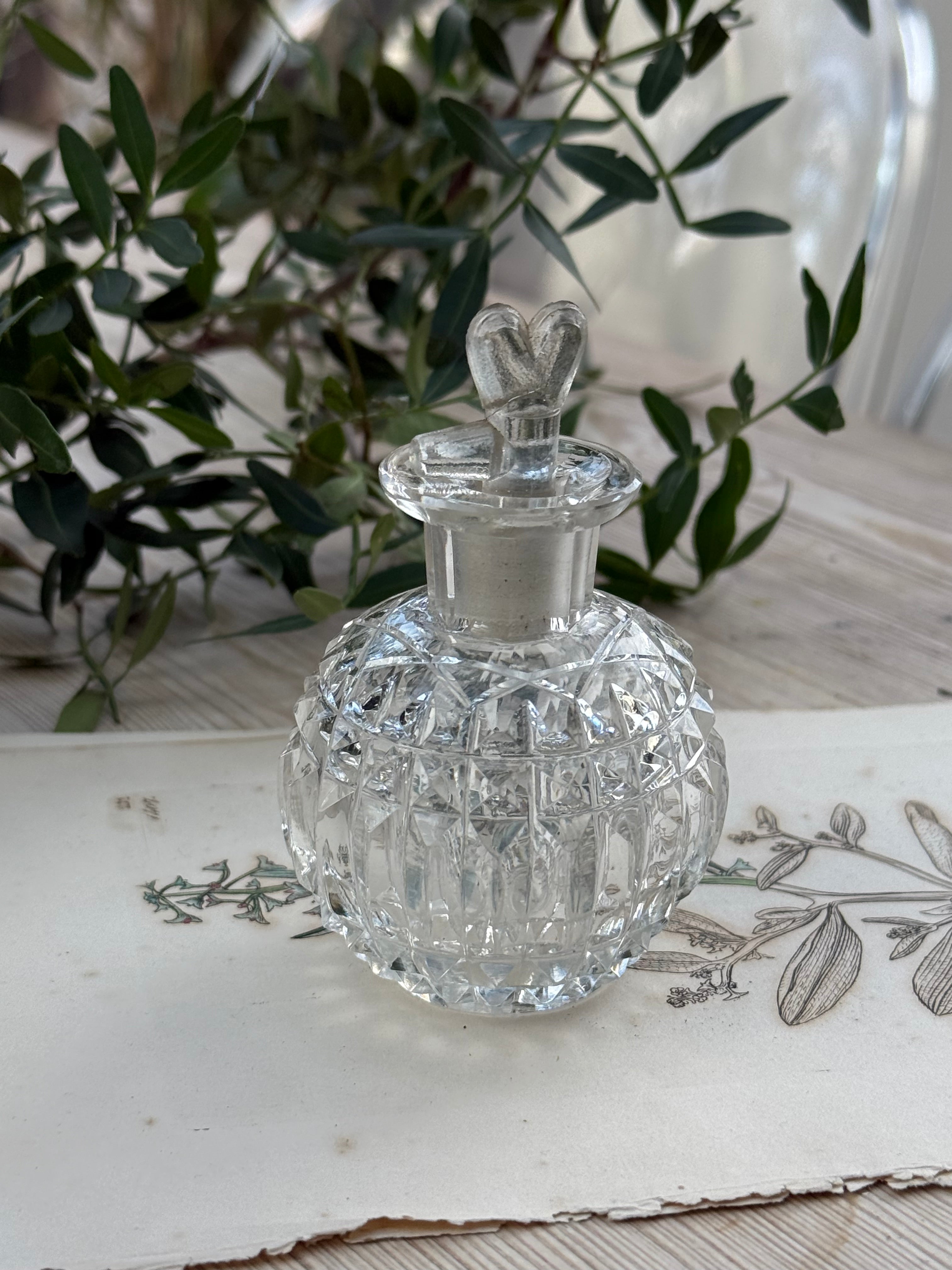 Circa 1870s: Small Victorian Cut-Glass Perfume Bottle