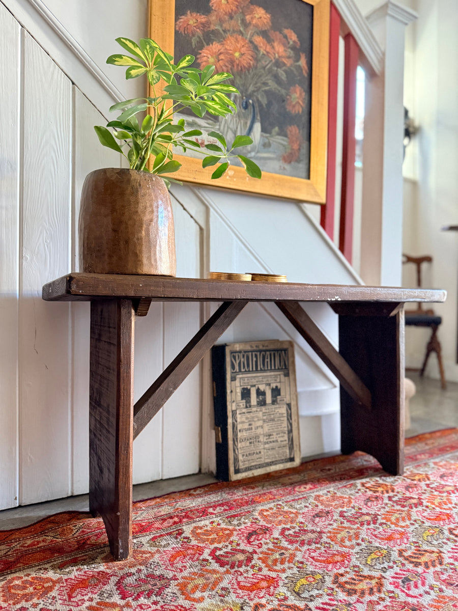 Circa 1920s Solid Oak Bench – Reclectic